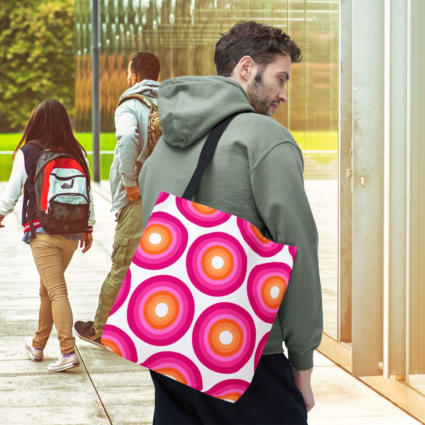 Geometric Art Tote Bag – 3 sizes | Bold lines. Vivid color. Retro with a modern twist.