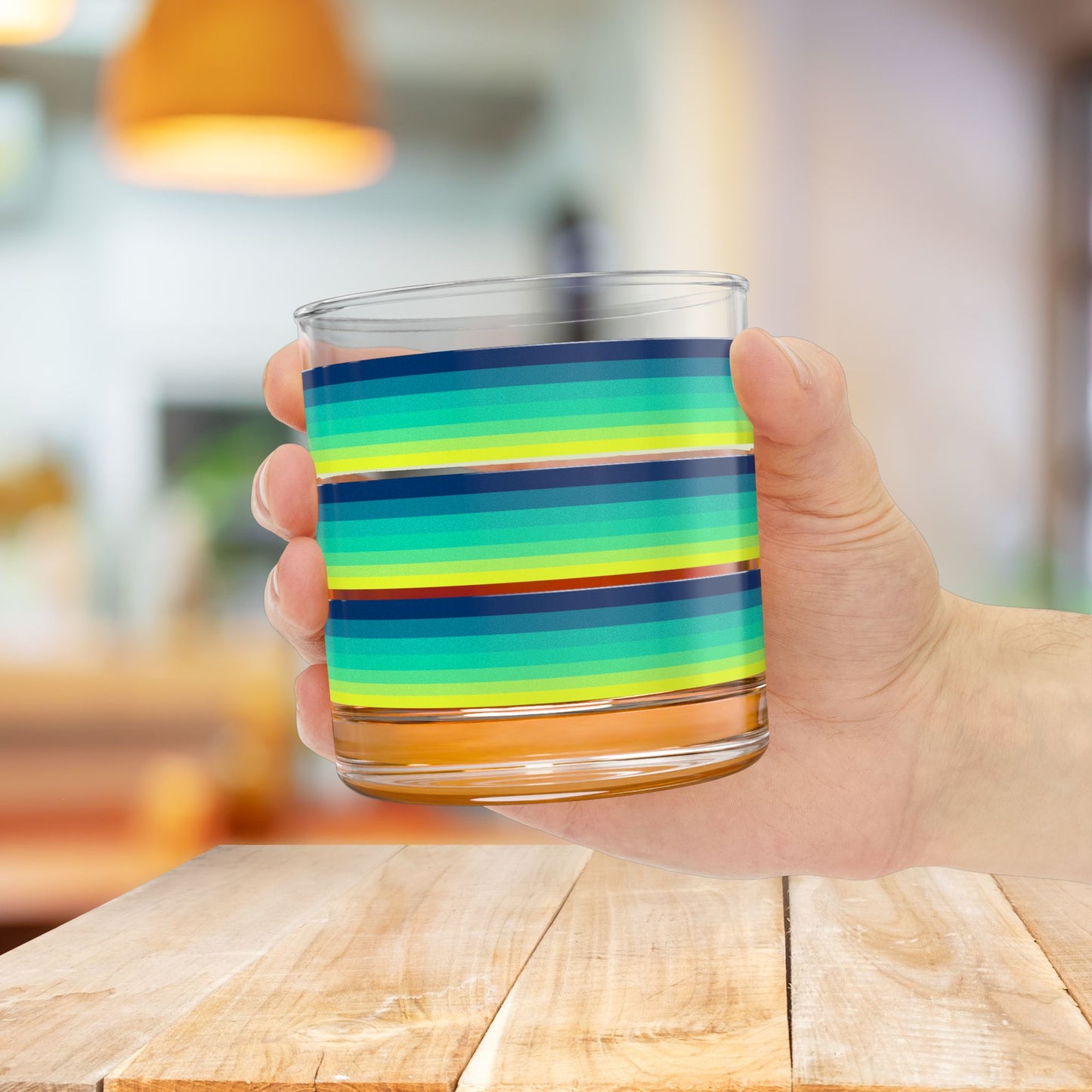 Vibrant Modern Retro Rocks Glass – 10oz