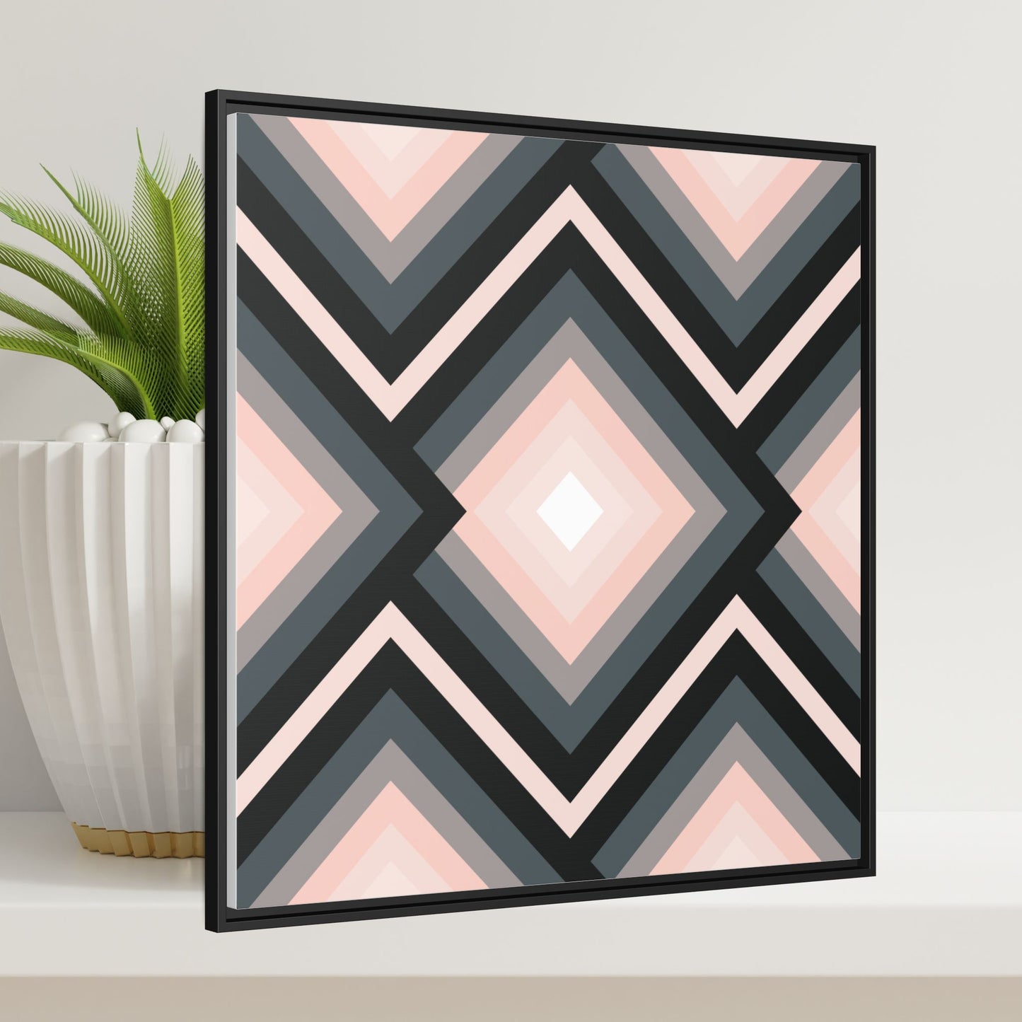 Modern Framed Geometric Canvas Art | Bold Color Meets Clean Framing
