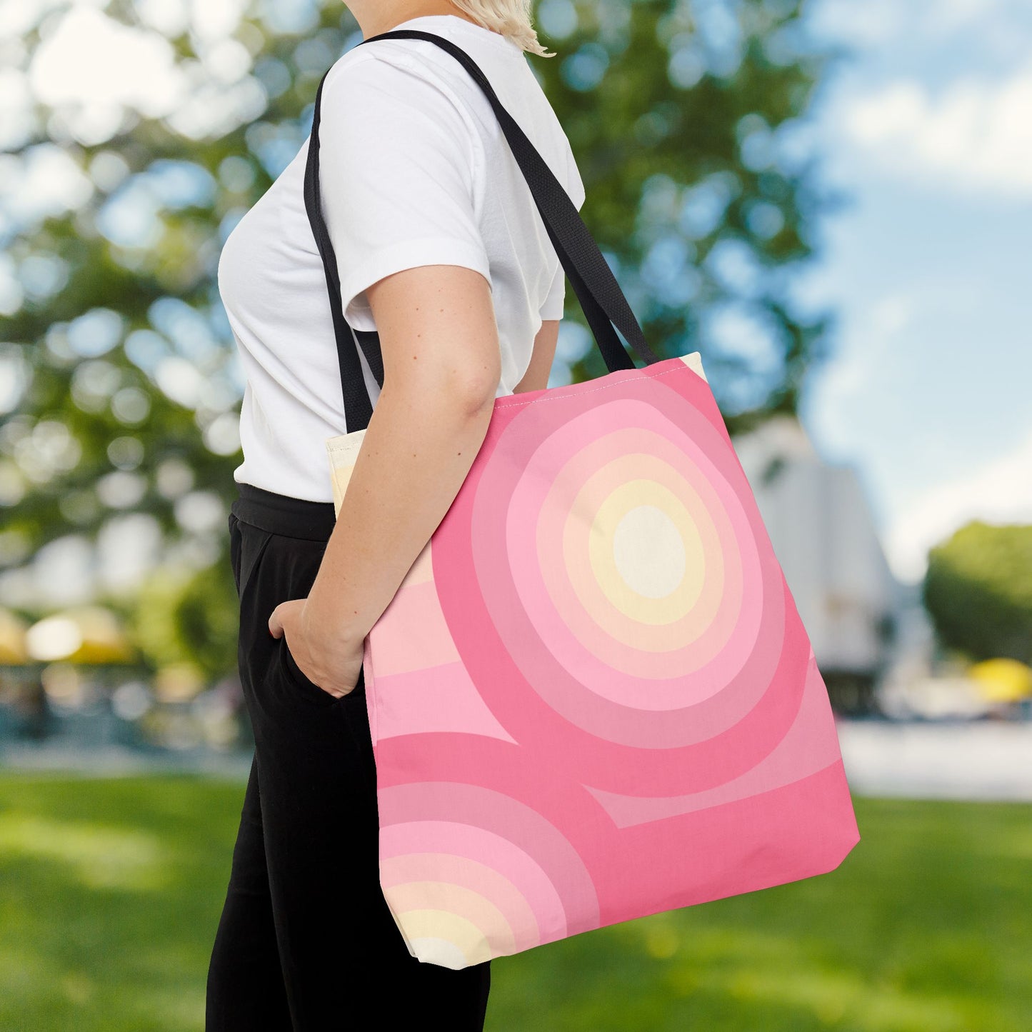 Geo Art Tote Bag – 3 sizes | Bold lines. Vivid color. Retro with a modern twist.