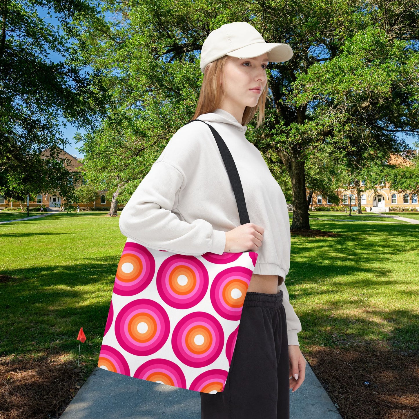Geometric Art Tote Bag – 3 sizes | Bold lines. Vivid color. Retro with a modern twist.