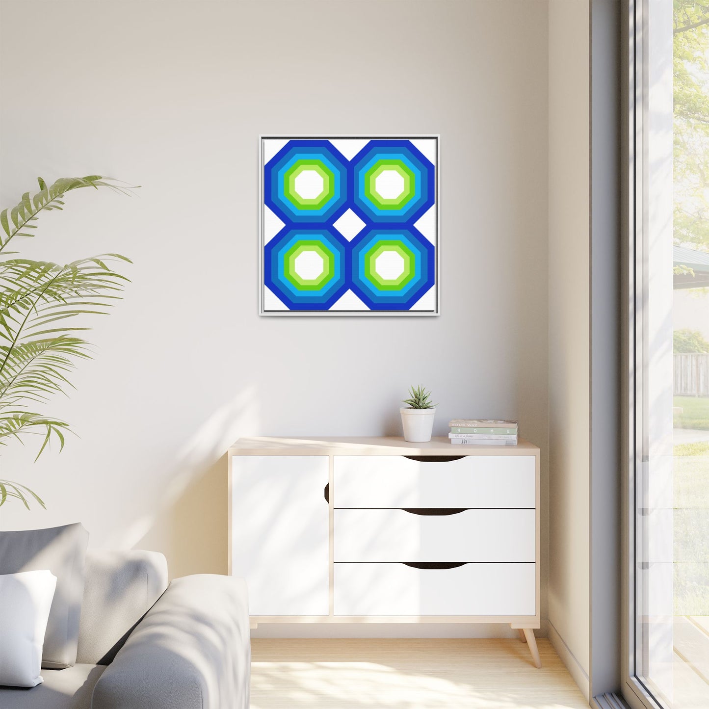 Modern Framed Geometric Canvas Art | Bold Color Meets Clean Framing