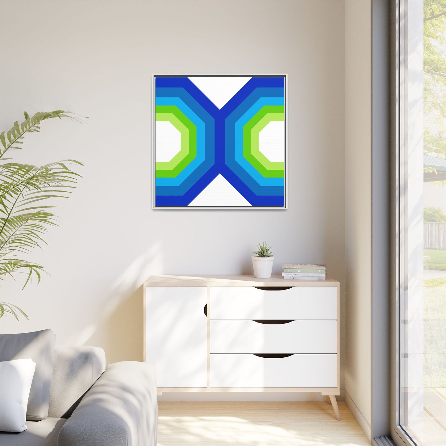 Modern Framed Geometric Canvas Art | Bold Color Meets Clean Framing