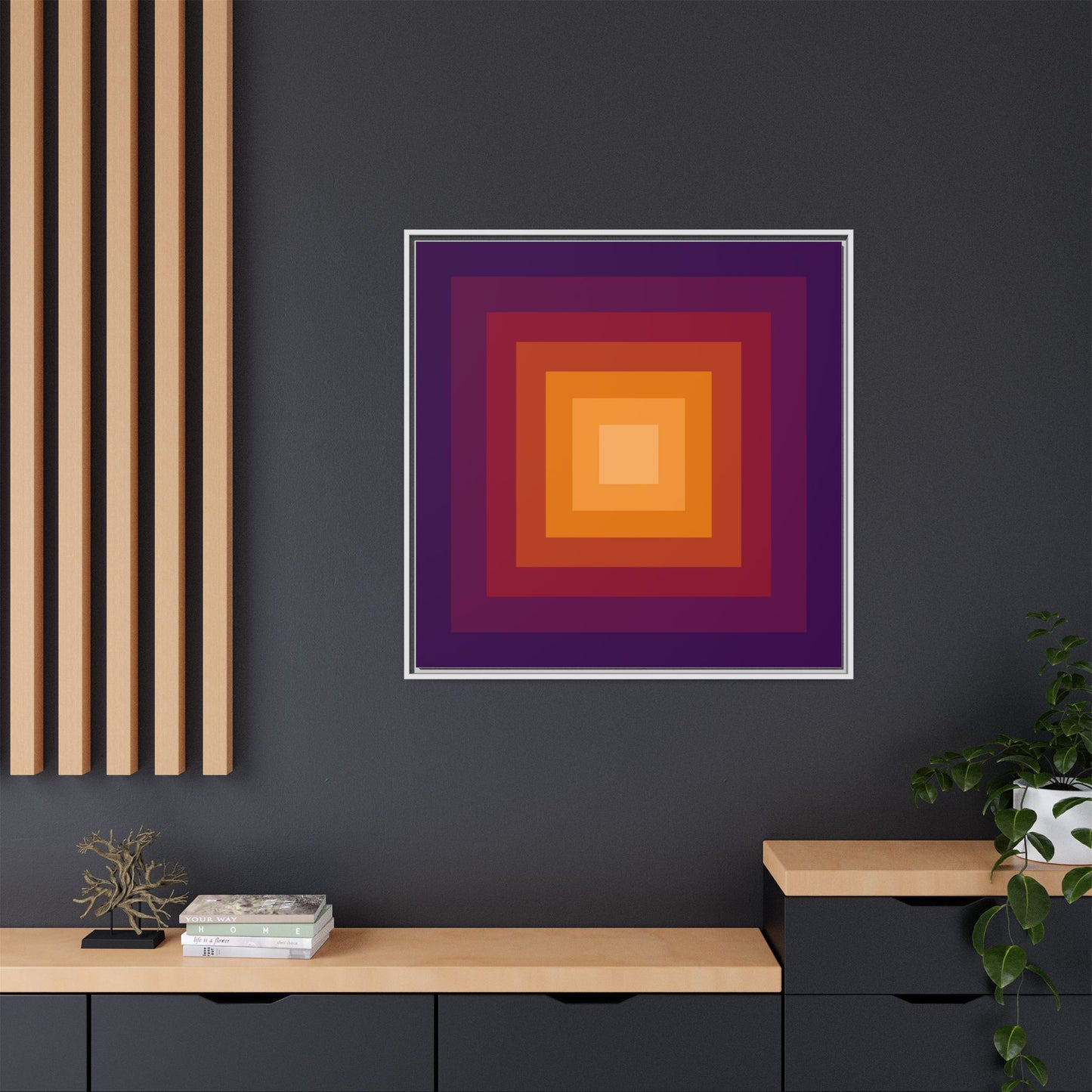 Modern Framed Geometric Canvas Art | Bold Color Meets Clean Framing