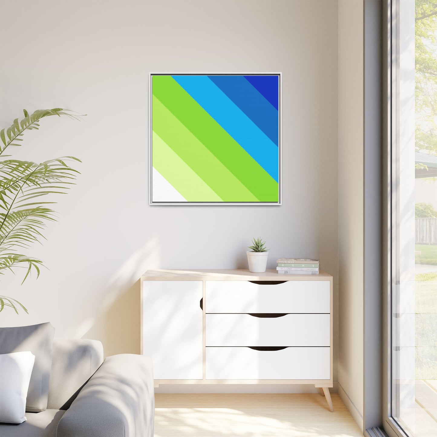Modern Framed Geometric Canvas Art | Bold Color Meets Clean Framing