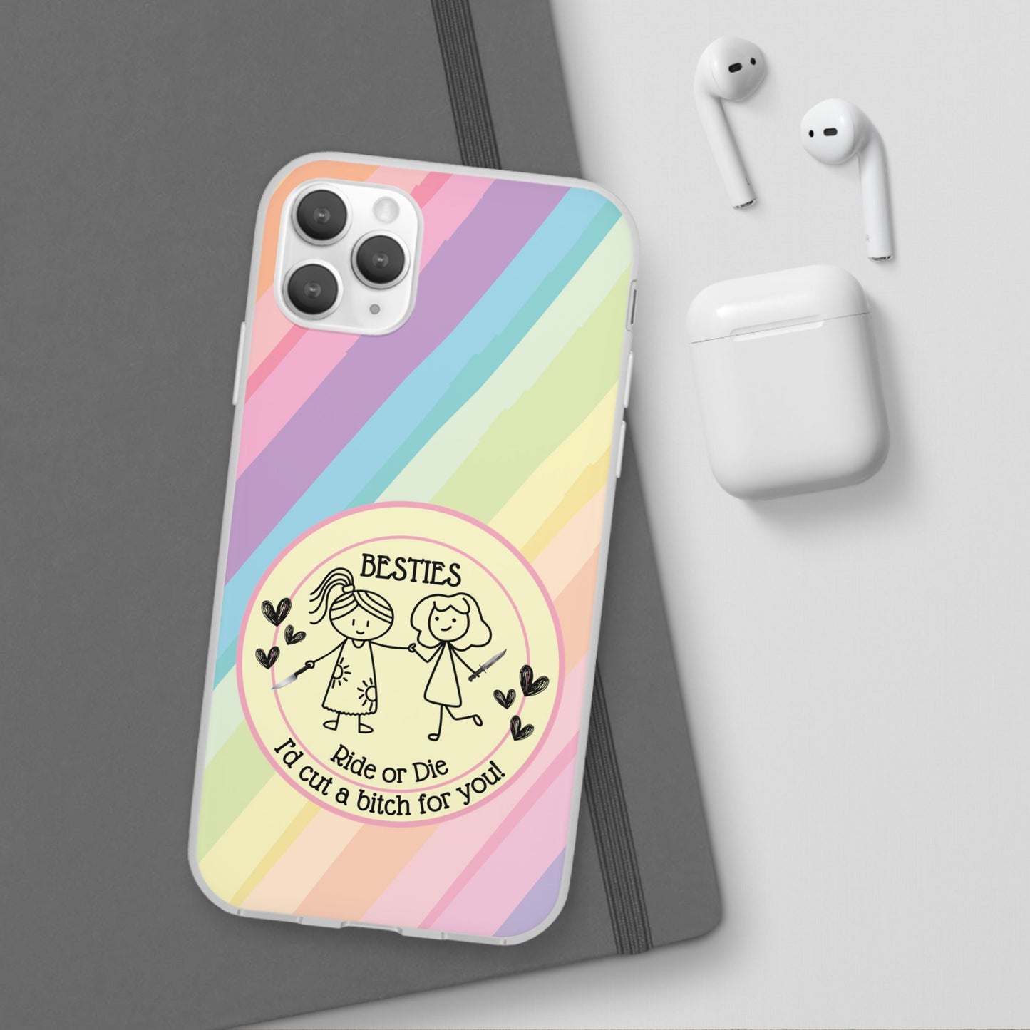 Phone Cases - Pastels Besties Ride or Die | "I'd Cut a Bitch for You"