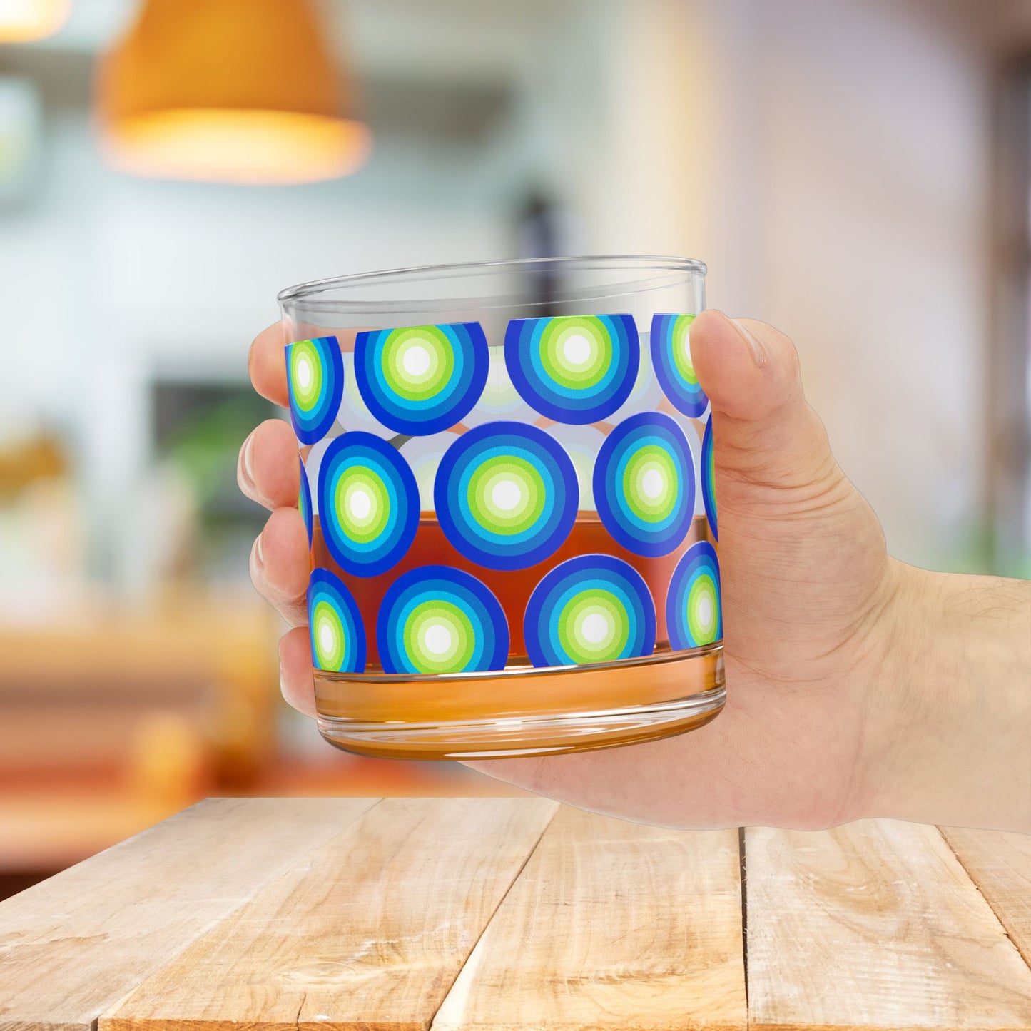 Vibrant Modern Retro Rocks Glass – 10oz