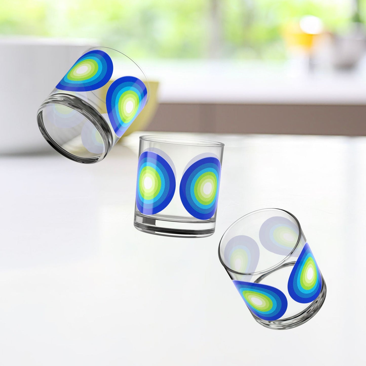 Vibrant Modern Retro Rocks Glass – 10oz