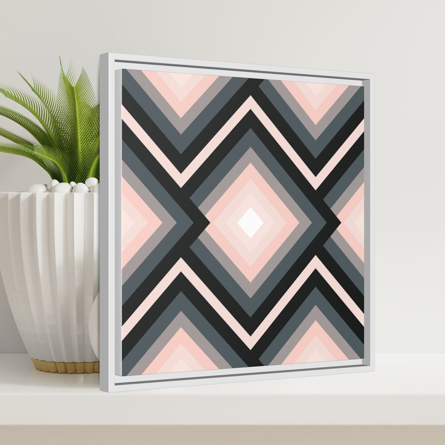 Modern Framed Geometric Canvas Art | Bold Color Meets Clean Framing