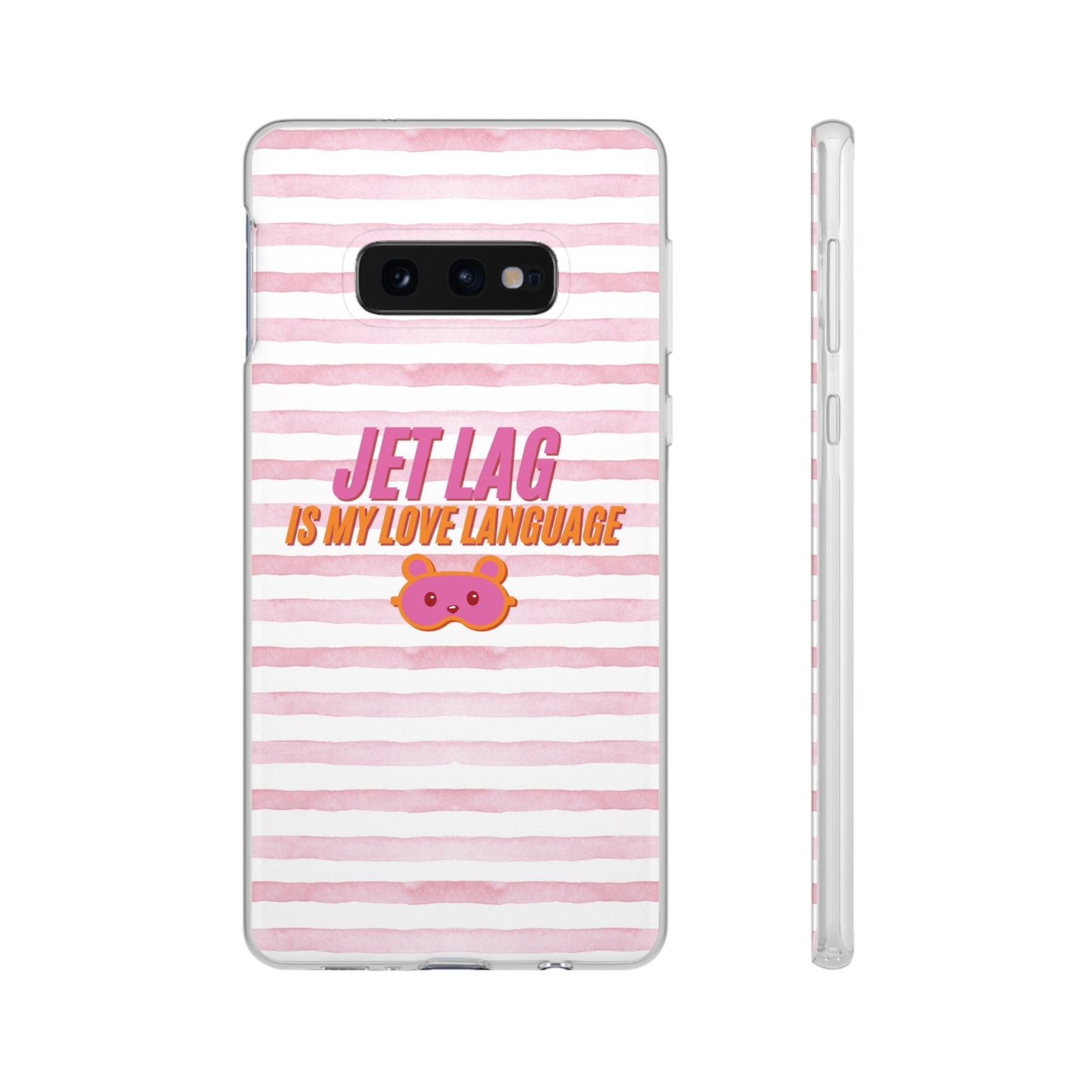 Phone Case - Jetlag is My Love Language Pink Stripe Flexi Case