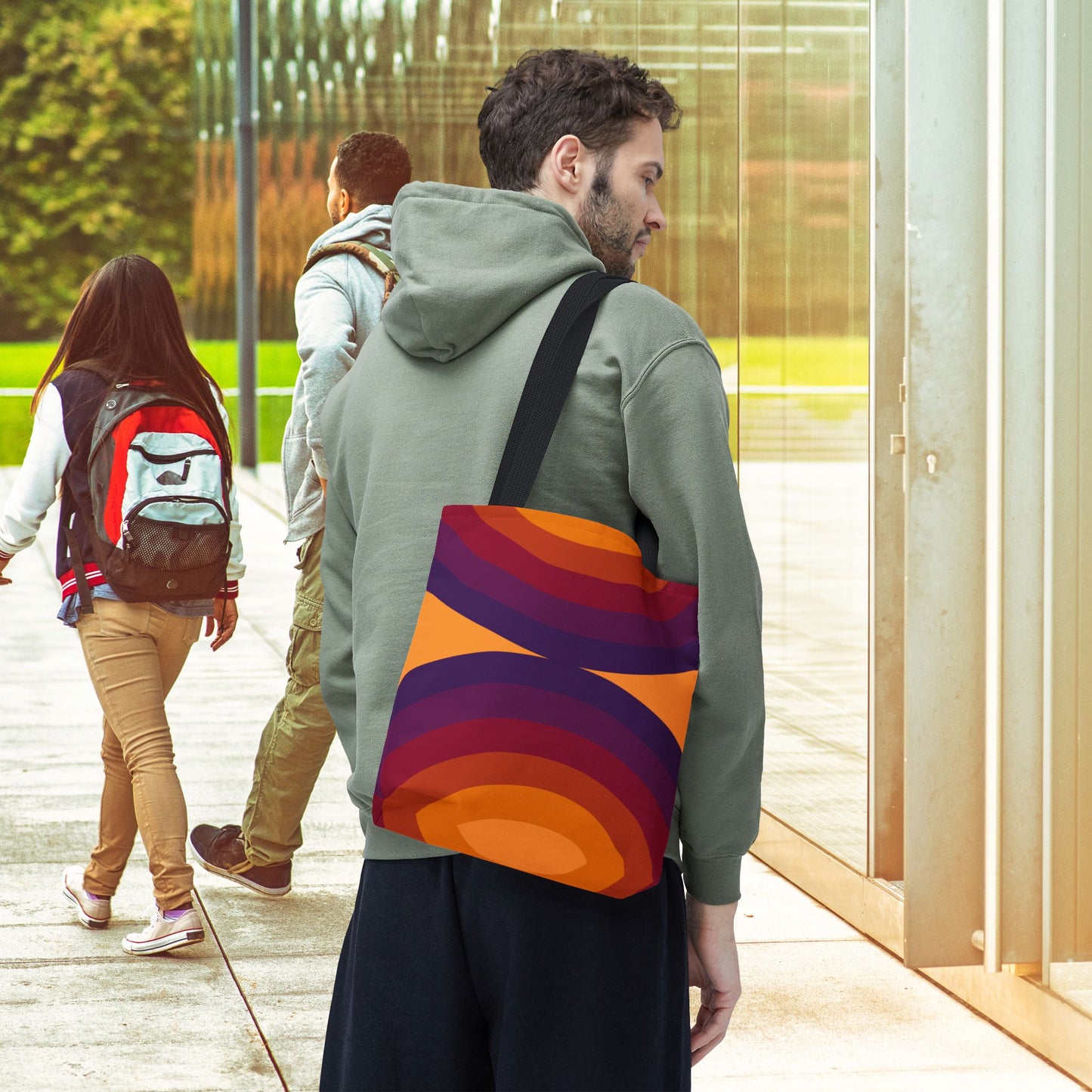 Geometric Art Tote Bag – 3 sizes | Bold lines. Vivid color. Retro with a modern twist.