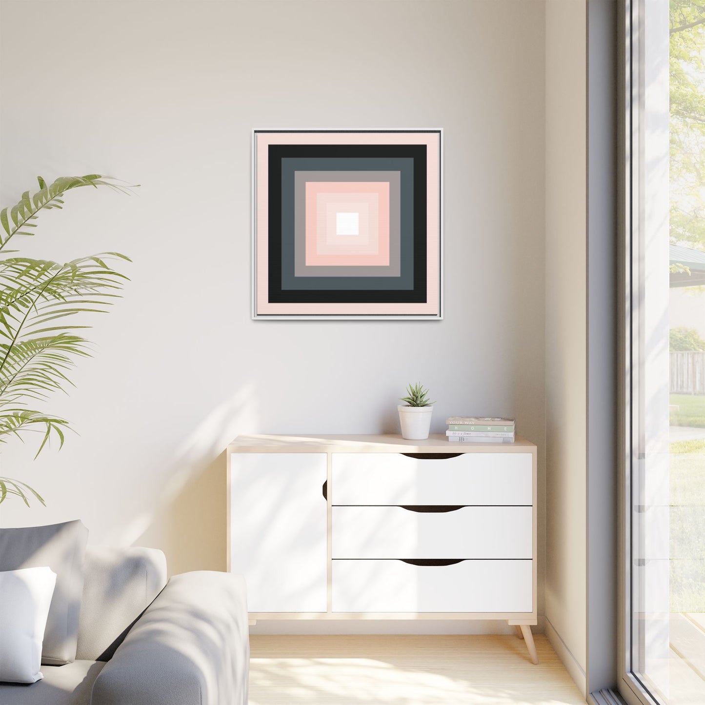 Modern Framed Geometric Canvas Art | Bold Color Meets Clean Framing