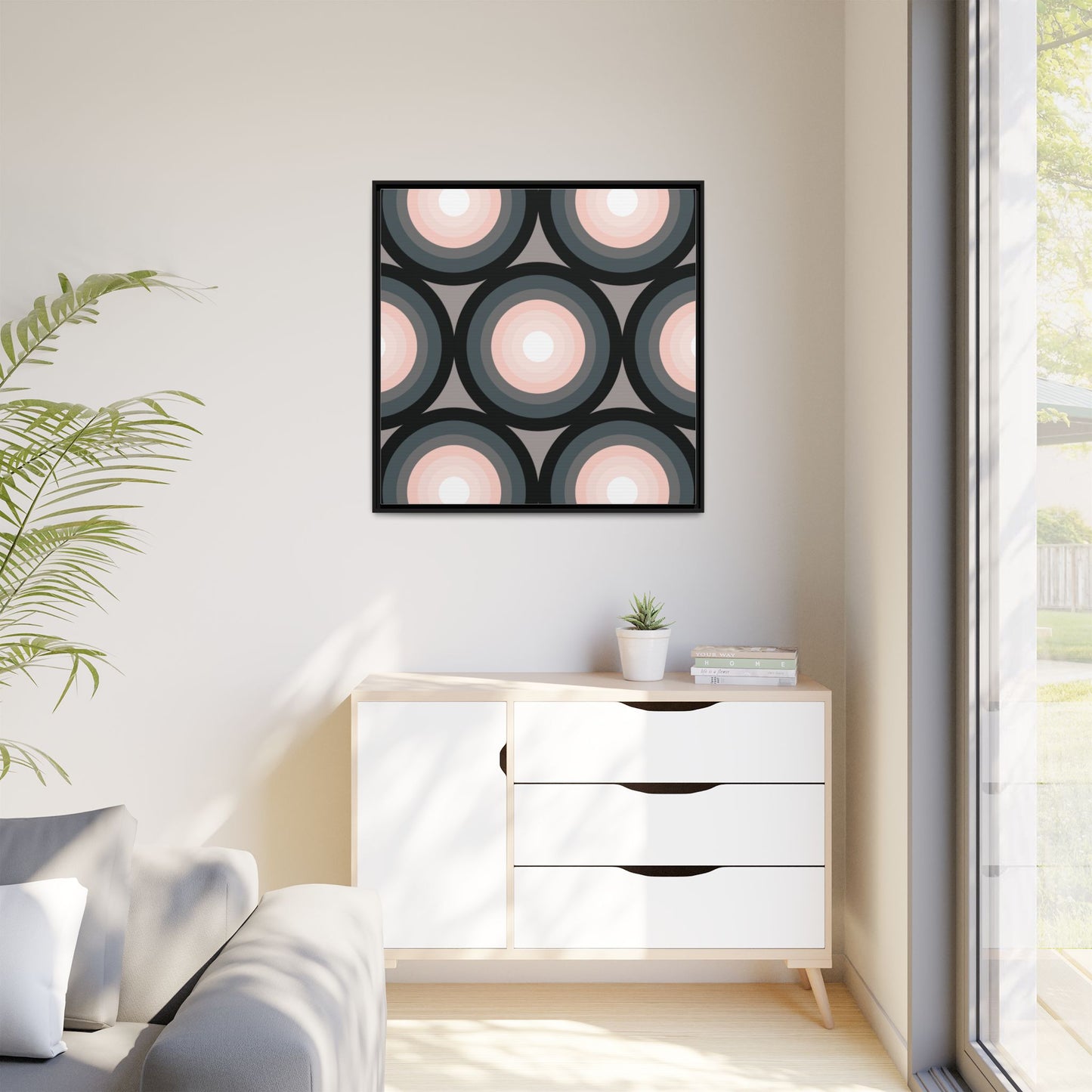 Modern Framed Geometric Canvas Art | Bold Color Meets Clean Framing