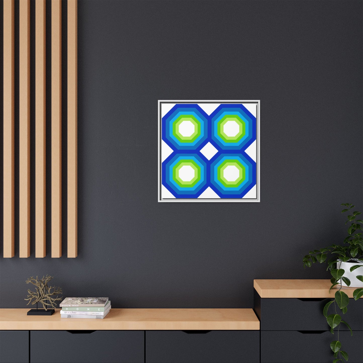 Modern Framed Geometric Canvas Art | Bold Color Meets Clean Framing
