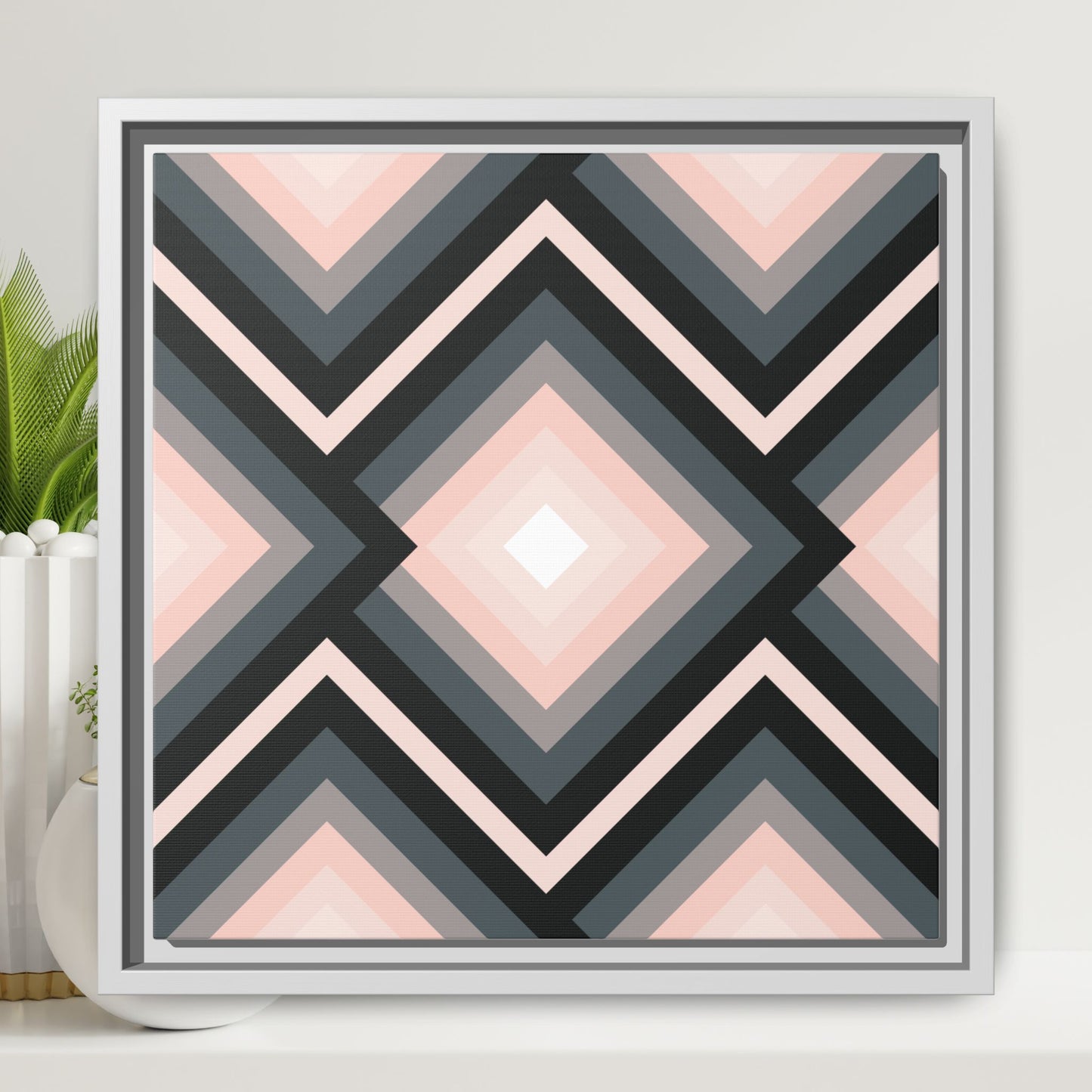 Modern Framed Geometric Canvas Art | Bold Color Meets Clean Framing