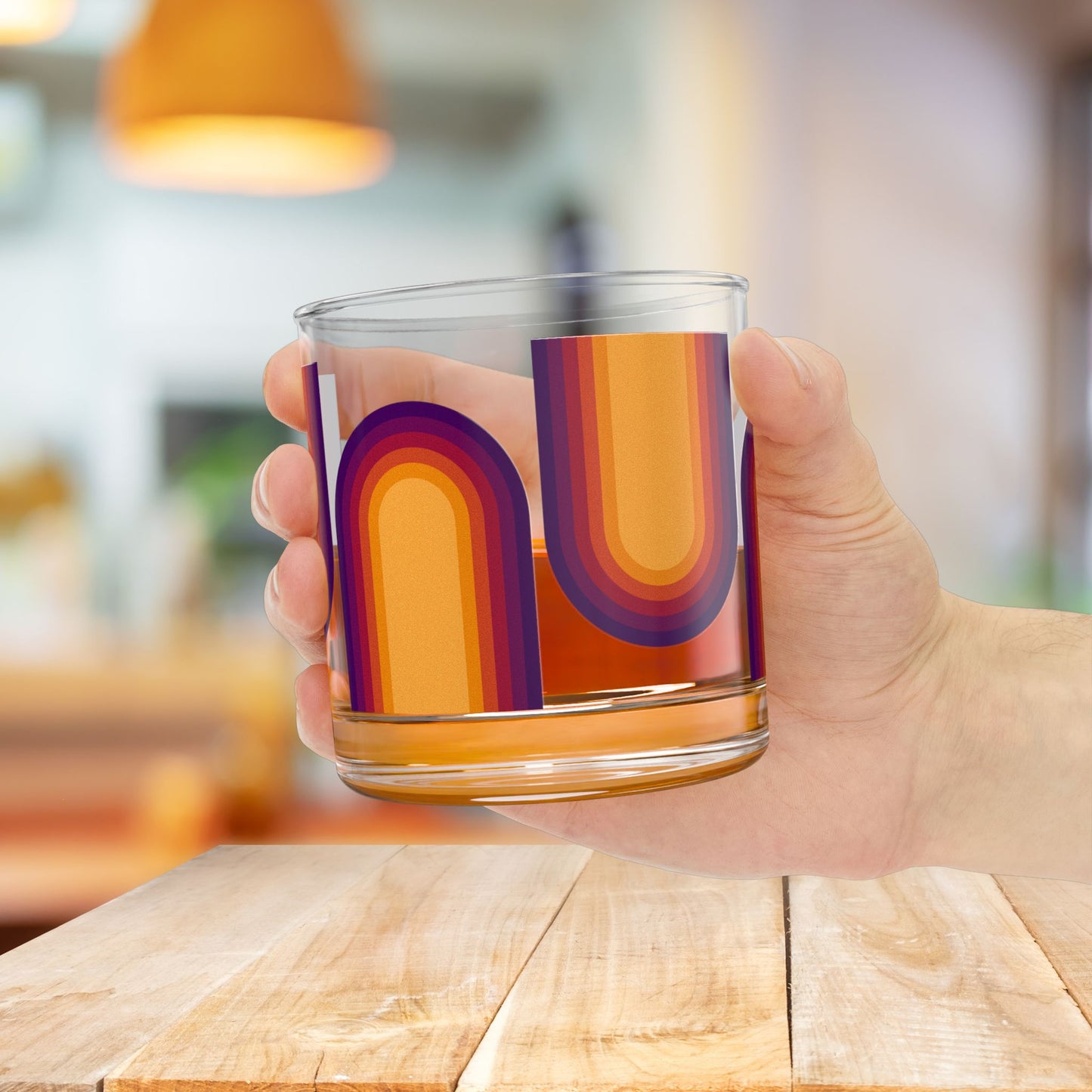 Vibrant Modern Retro Rocks Glass – 10oz