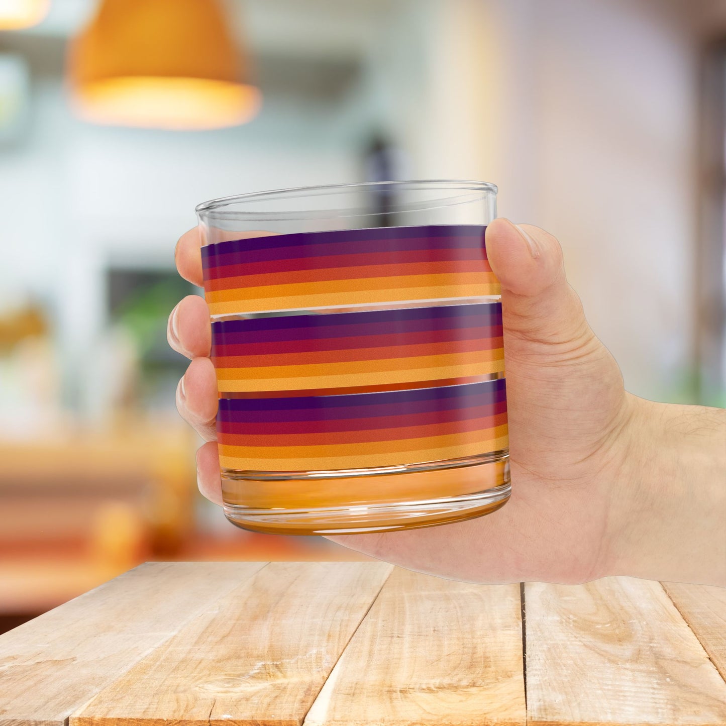 Vibrant Modern Retro Rocks Glass – 10oz