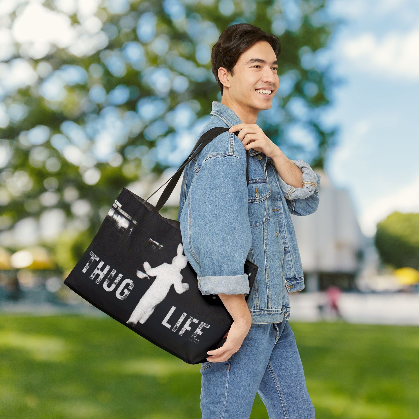 Thug Life Bunny XL Tote Bag | Fun Weekend Bag | Oversized Tote