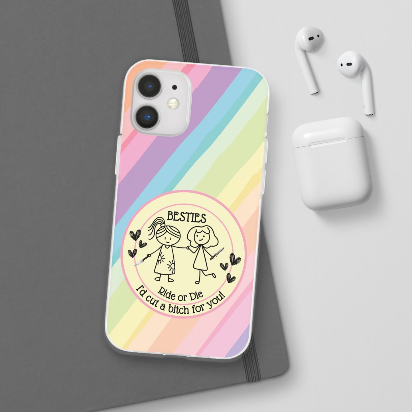 Phone Cases - Pastels Besties Ride or Die | "I'd Cut a Bitch for You"