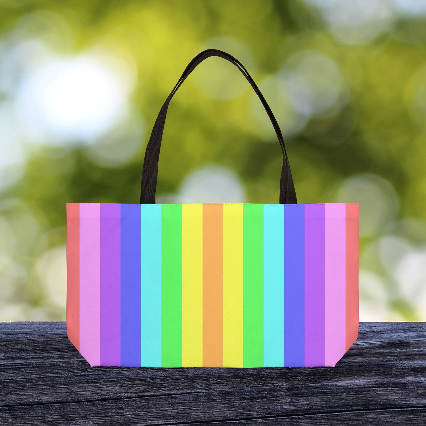 Pastel Stripe LOVE XL Tote Bag | Carry-All Weekender Beach Tote