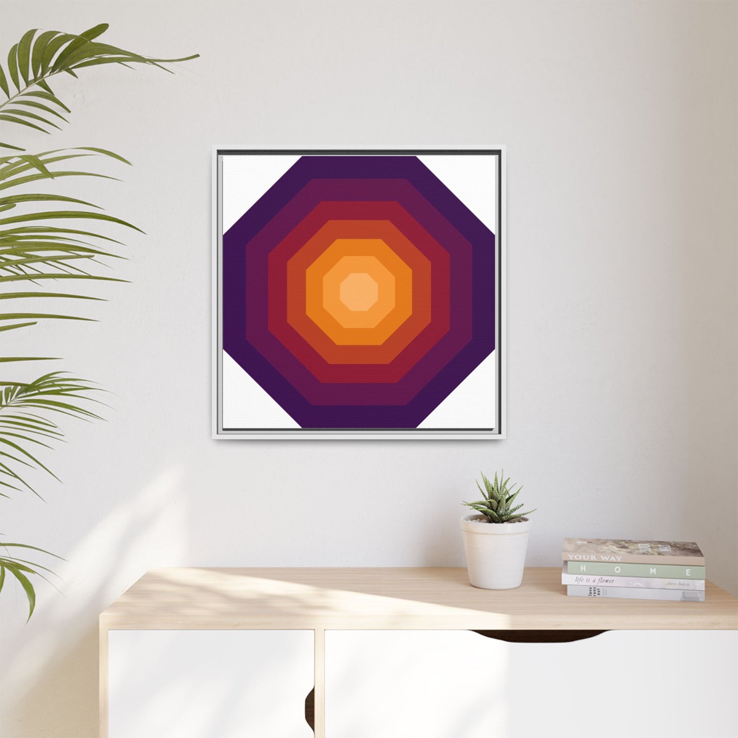 Modern Framed Geometric Canvas Art | Bold Color Meets Clean Framing