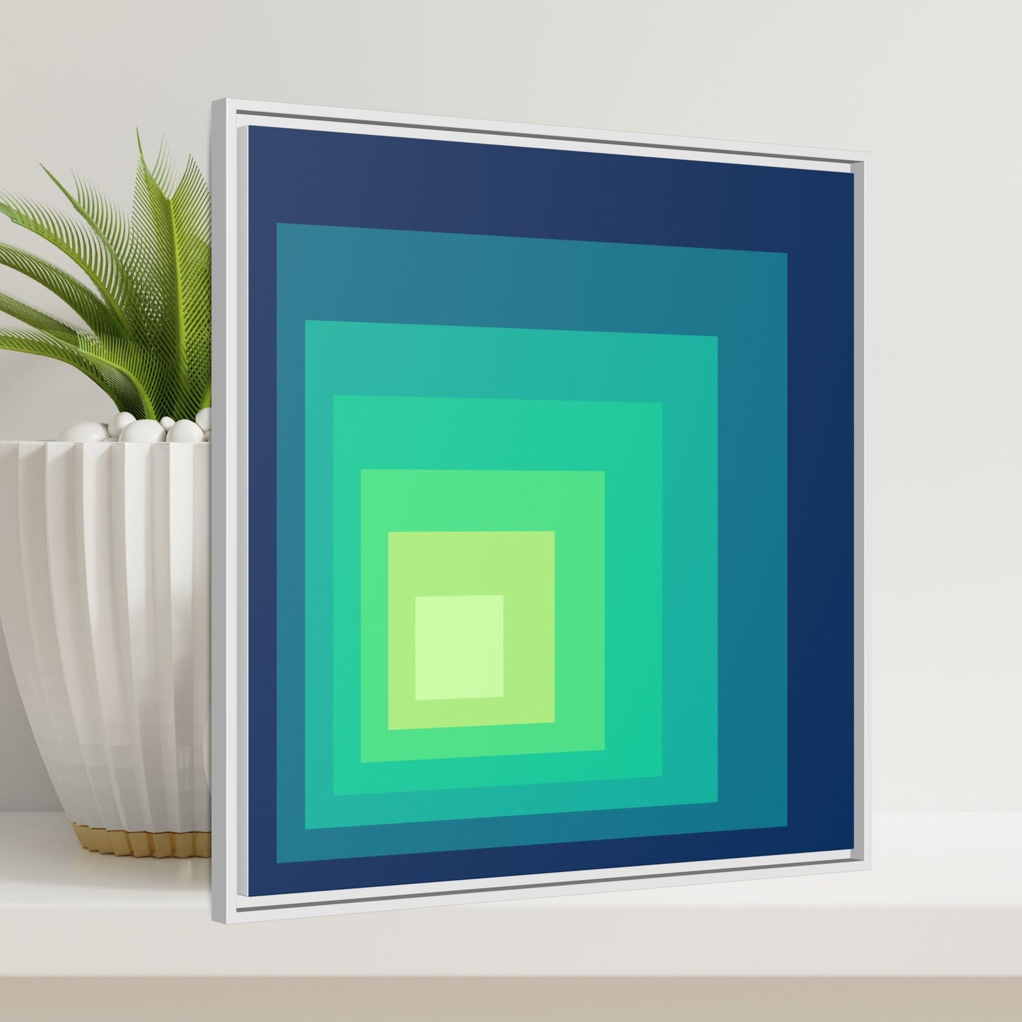 Modern Framed Geometric Canvas Art | Bold Color Meets Clean Framing