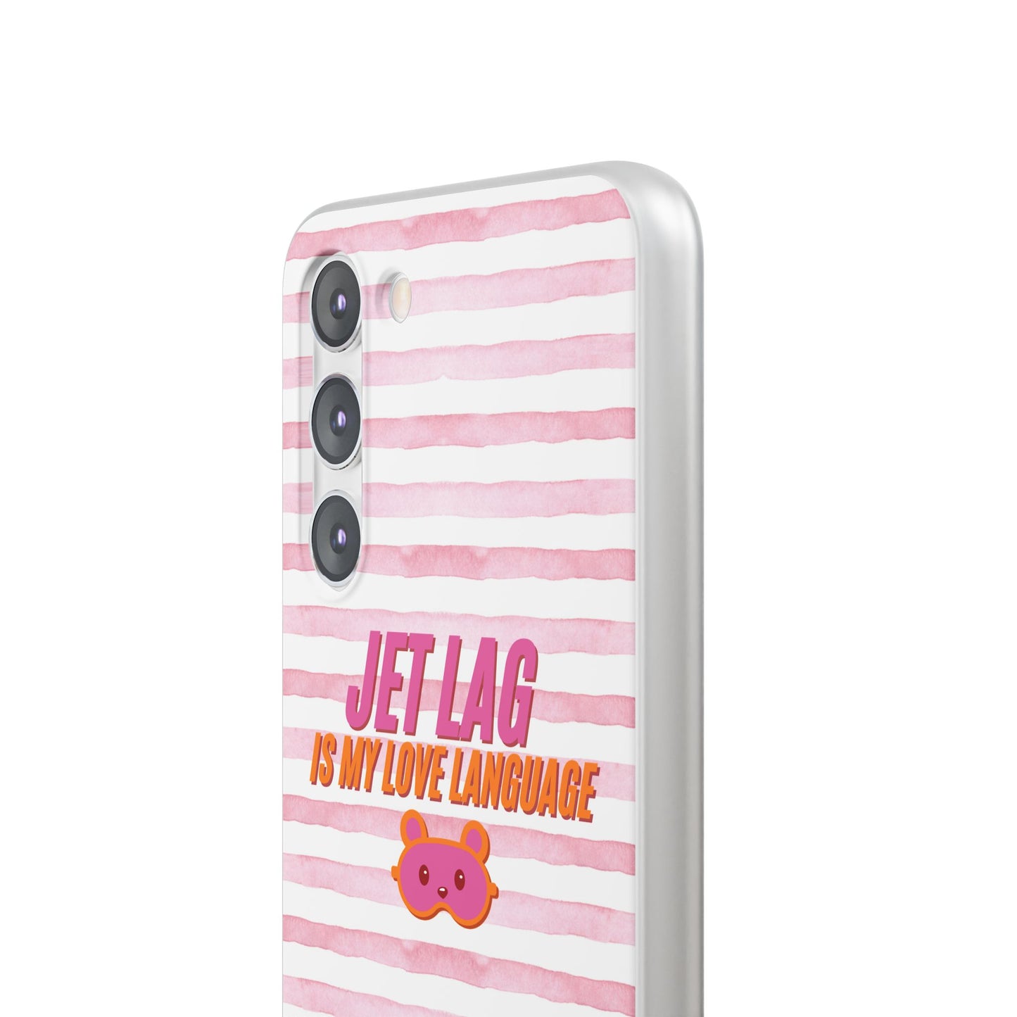 Phone Case - Jetlag is My Love Language Pink Stripe Flexi Case