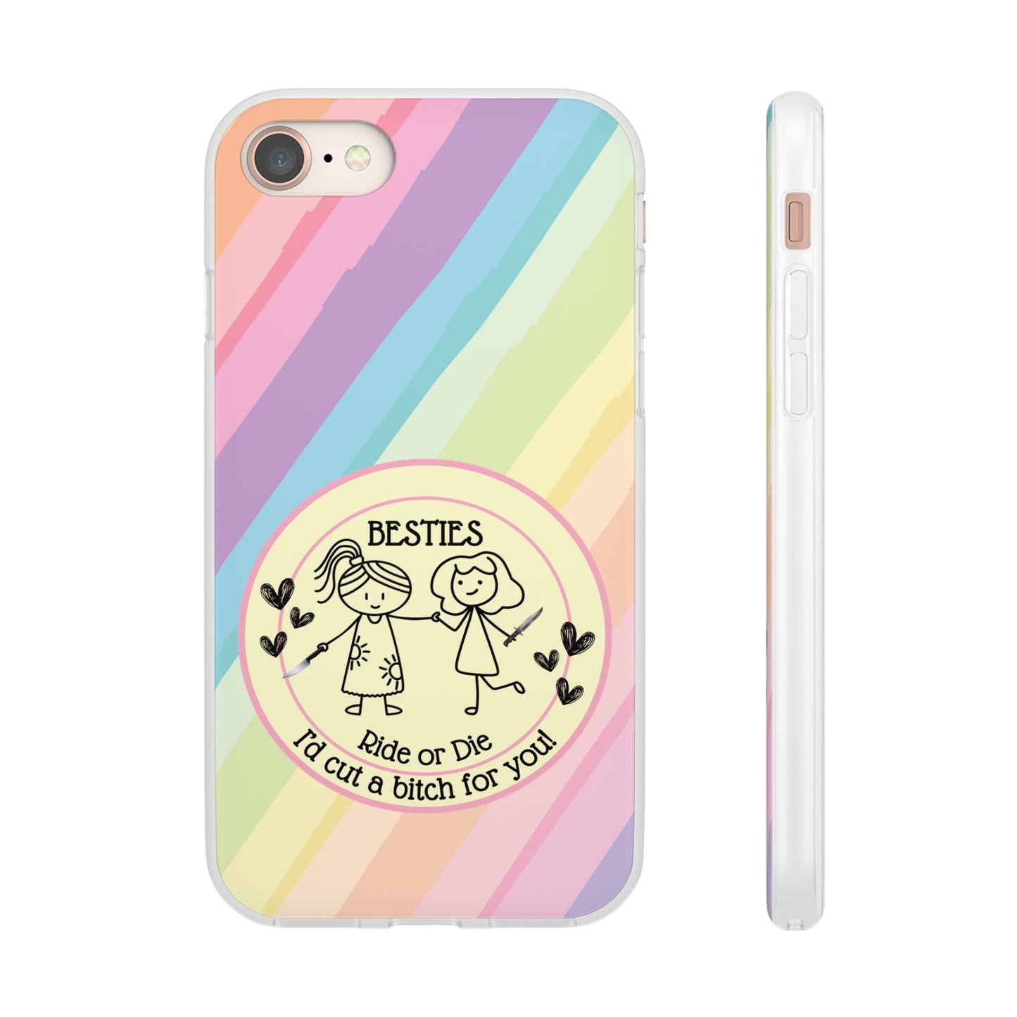 Phone Cases - Pastels Besties Ride or Die | "I'd Cut a Bitch for You"