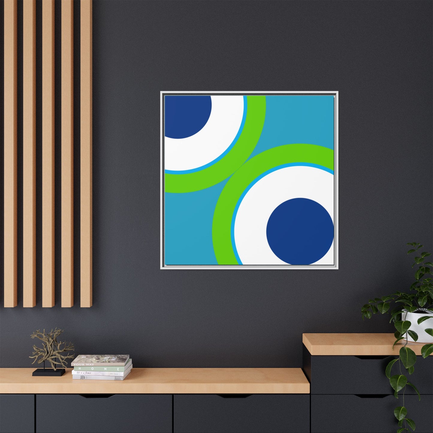 Modern Framed Geometric Canvas Art | Bold Color Meets Clean Framing
