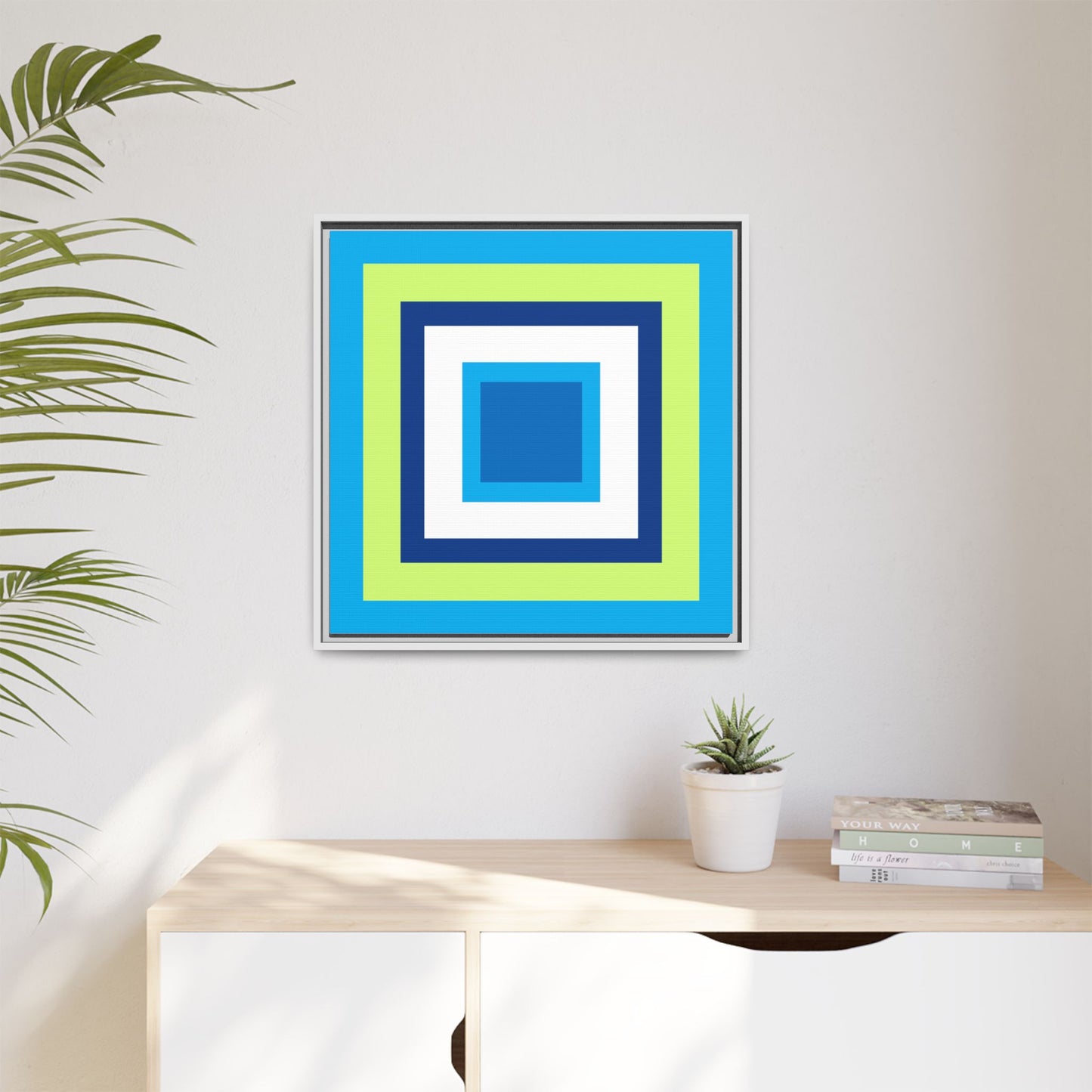 Modern Framed Geometric Canvas Art | Bold Color Meets Clean Framing