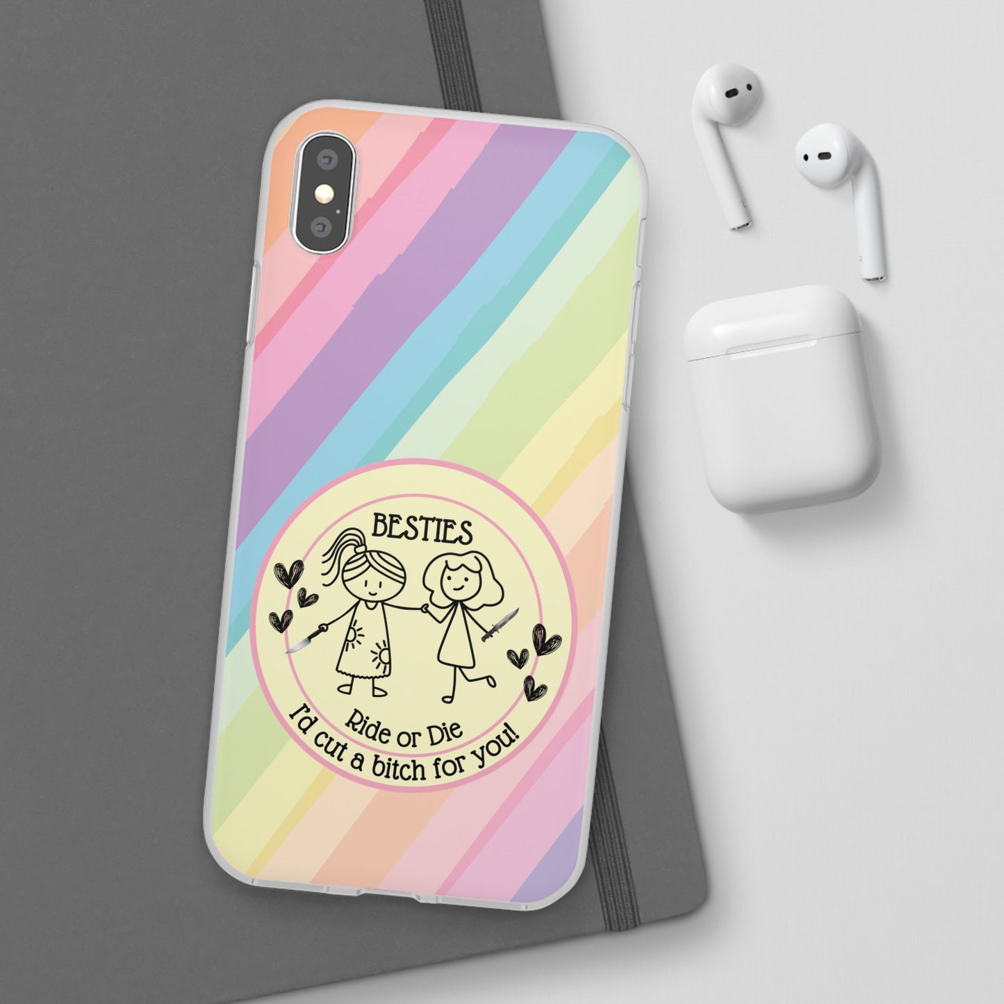 Phone Cases - Pastels Besties Ride or Die | "I'd Cut a Bitch for You"