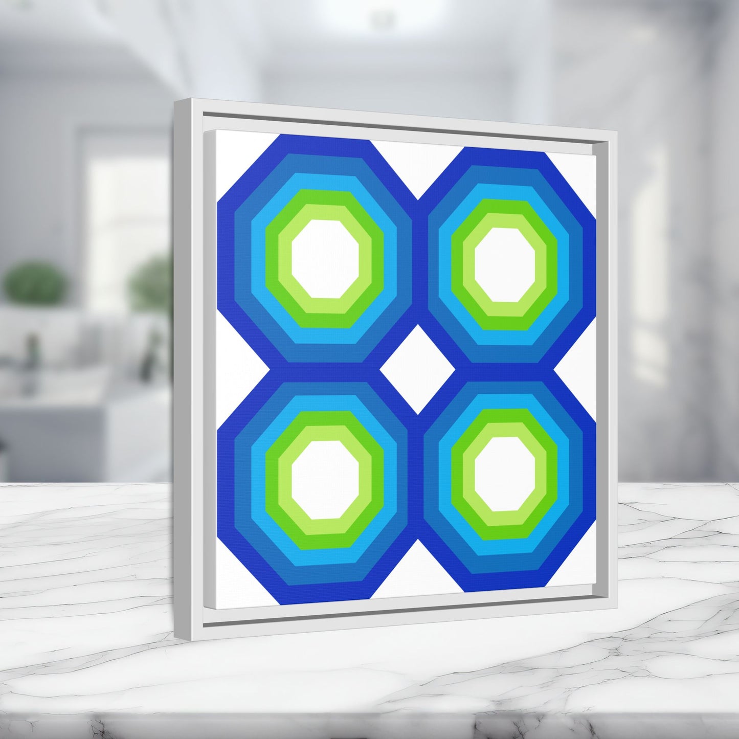 Modern Framed Geometric Canvas Art | Bold Color Meets Clean Framing