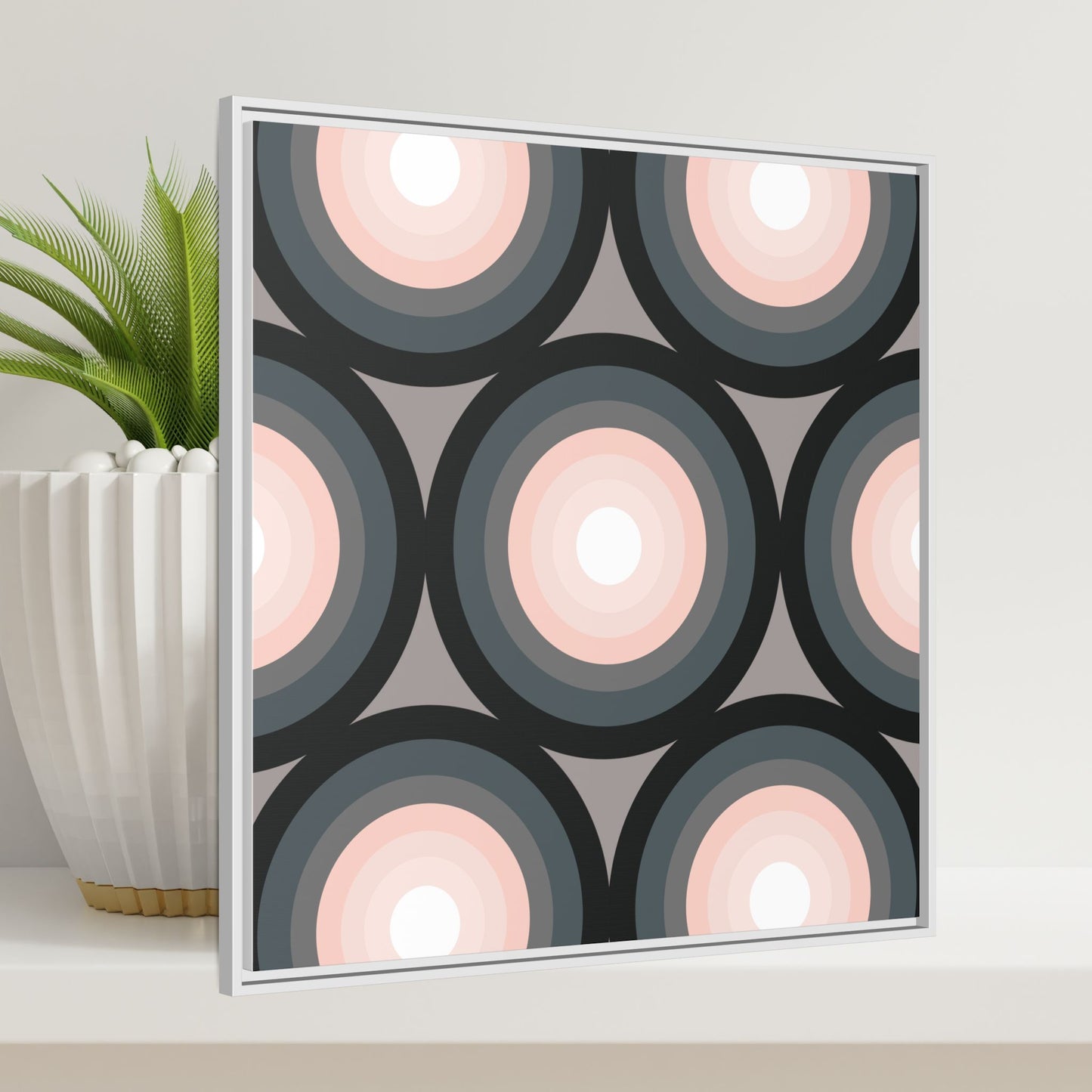 Modern Framed Geometric Canvas Art | Bold Color Meets Clean Framing