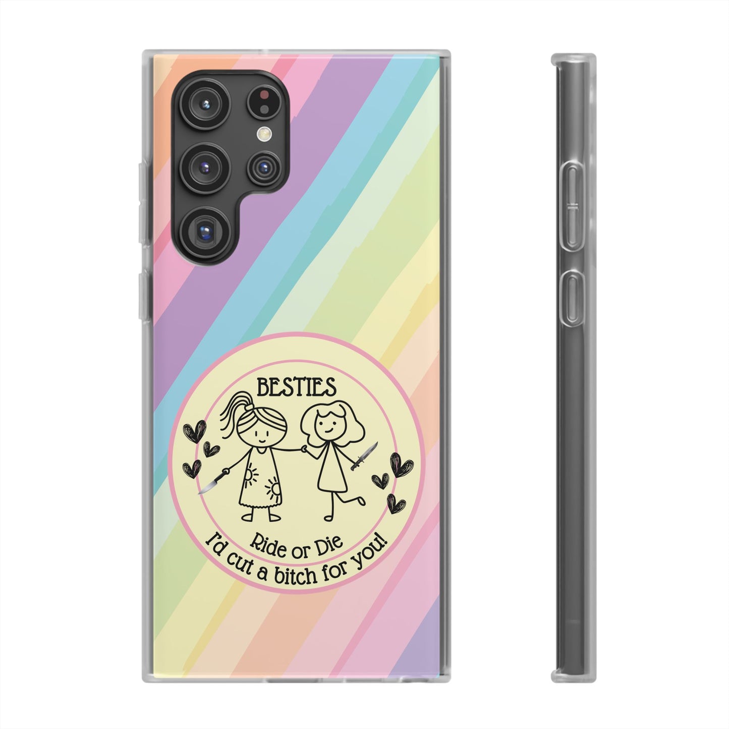 Phone Cases - Pastels Besties Ride or Die | "I'd Cut a Bitch for You"