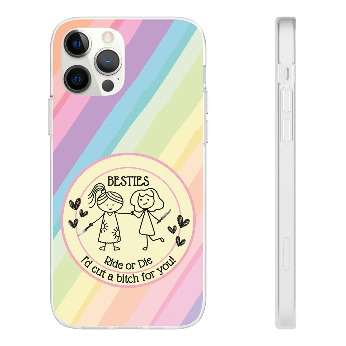 Phone Cases - Pastels Besties Ride or Die | "I'd Cut a Bitch for You"