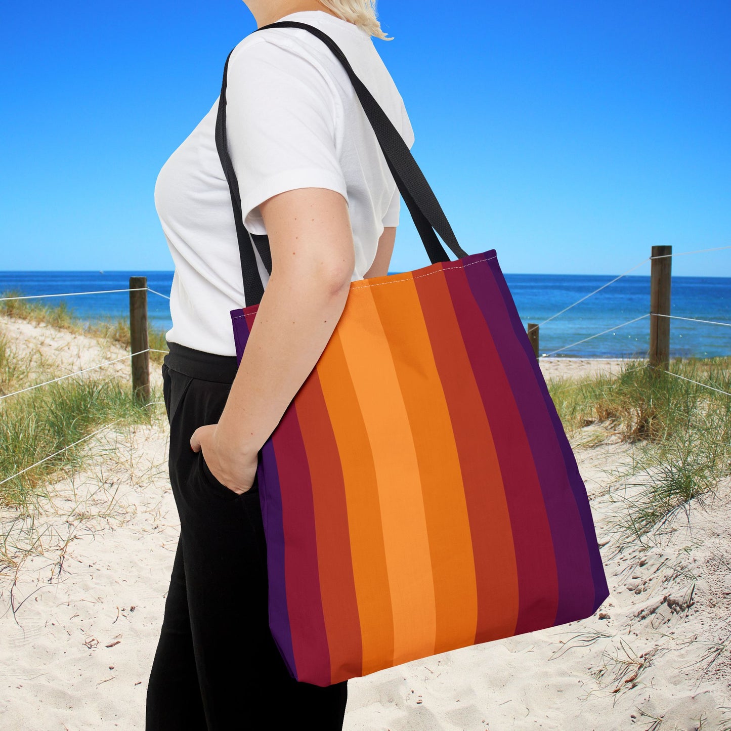 Geometric Art Tote Bag – 3 sizes | Bold lines. Vivid color. Retro with a modern twist.