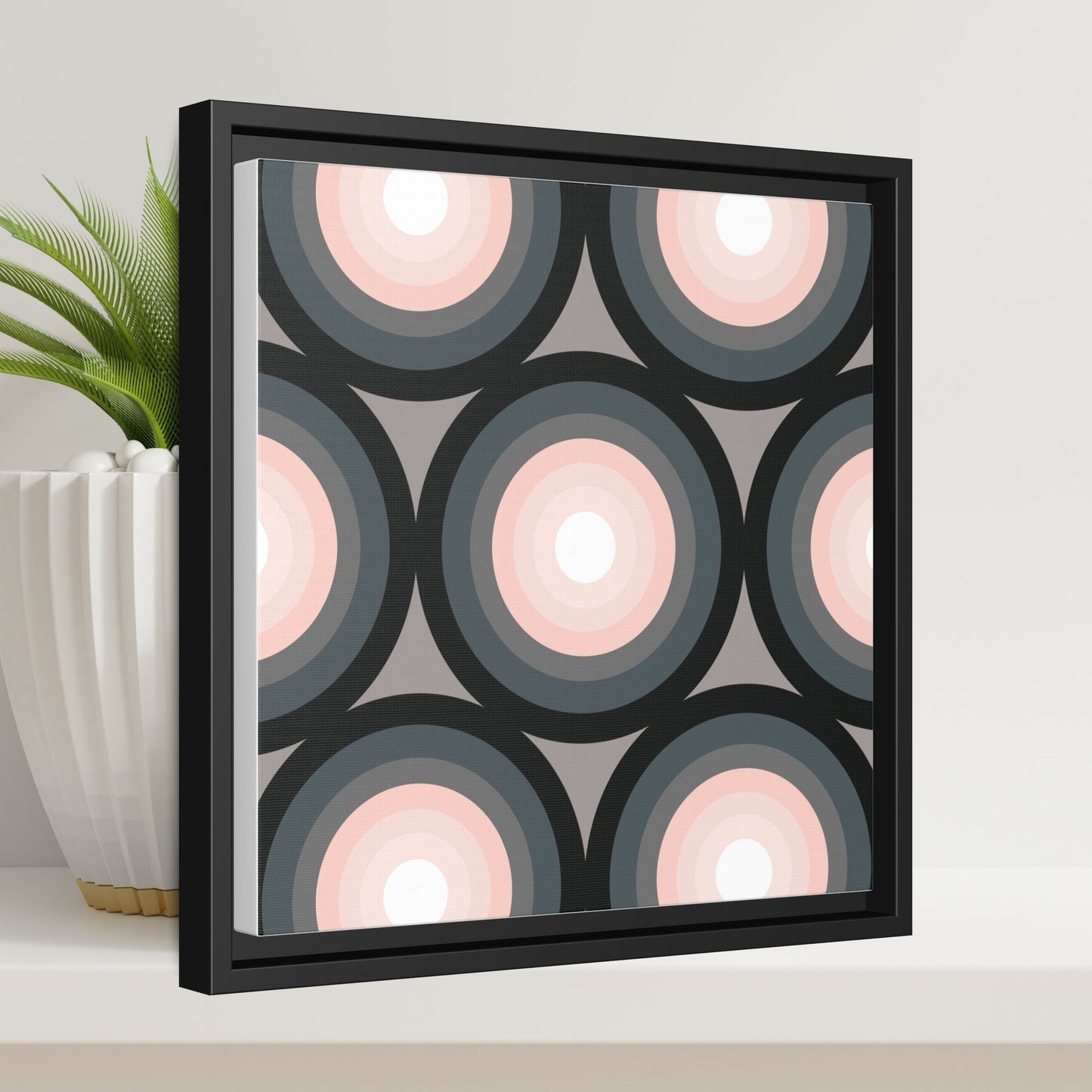 Modern Framed Geometric Canvas Art | Bold Color Meets Clean Framing