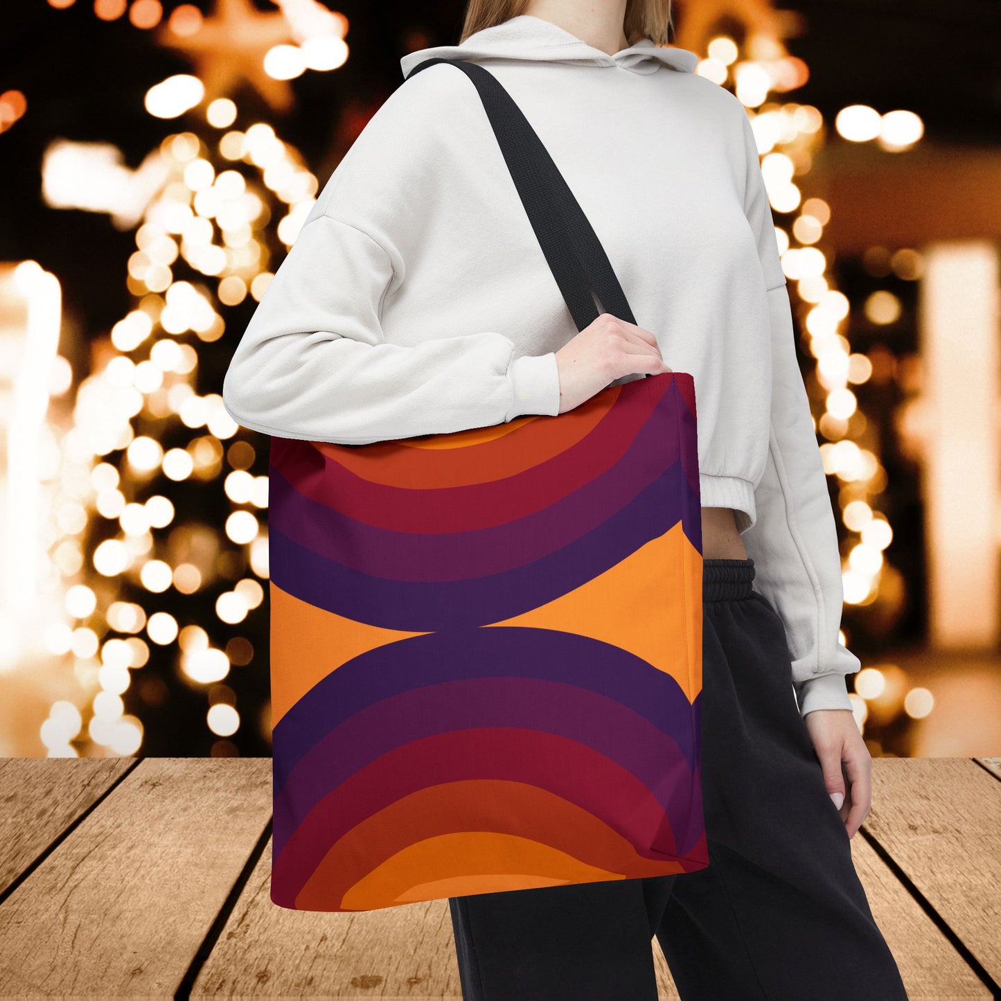 Geometric Art Tote Bag – 3 sizes | Bold lines. Vivid color. Retro with a modern twist.
