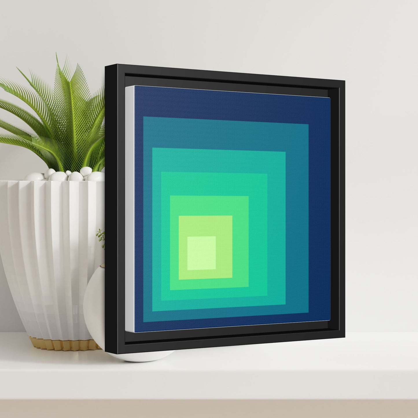Modern Framed Geometric Canvas Art | Bold Color Meets Clean Framing