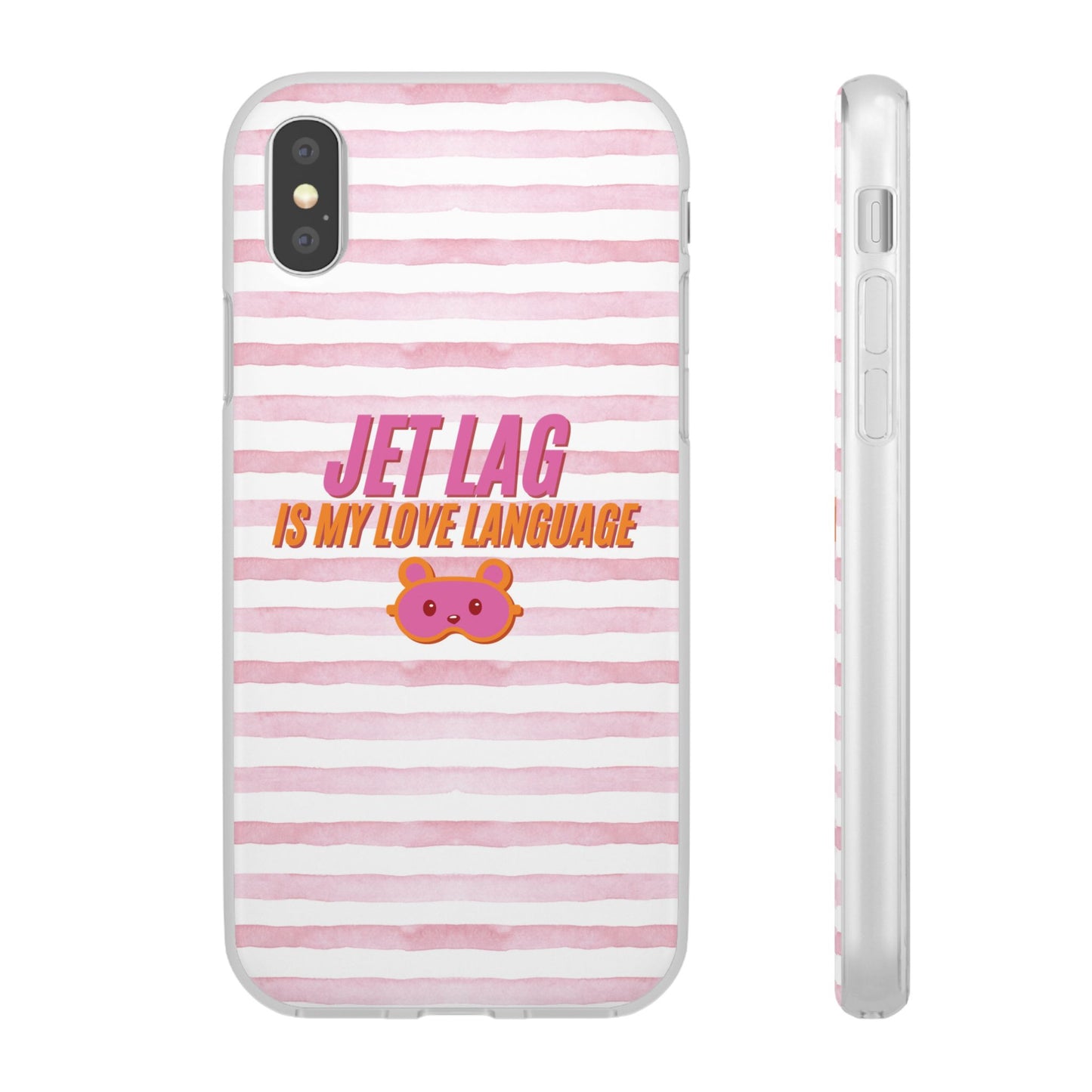 Phone Case - Jetlag is My Love Language Pink Stripe Flexi Case