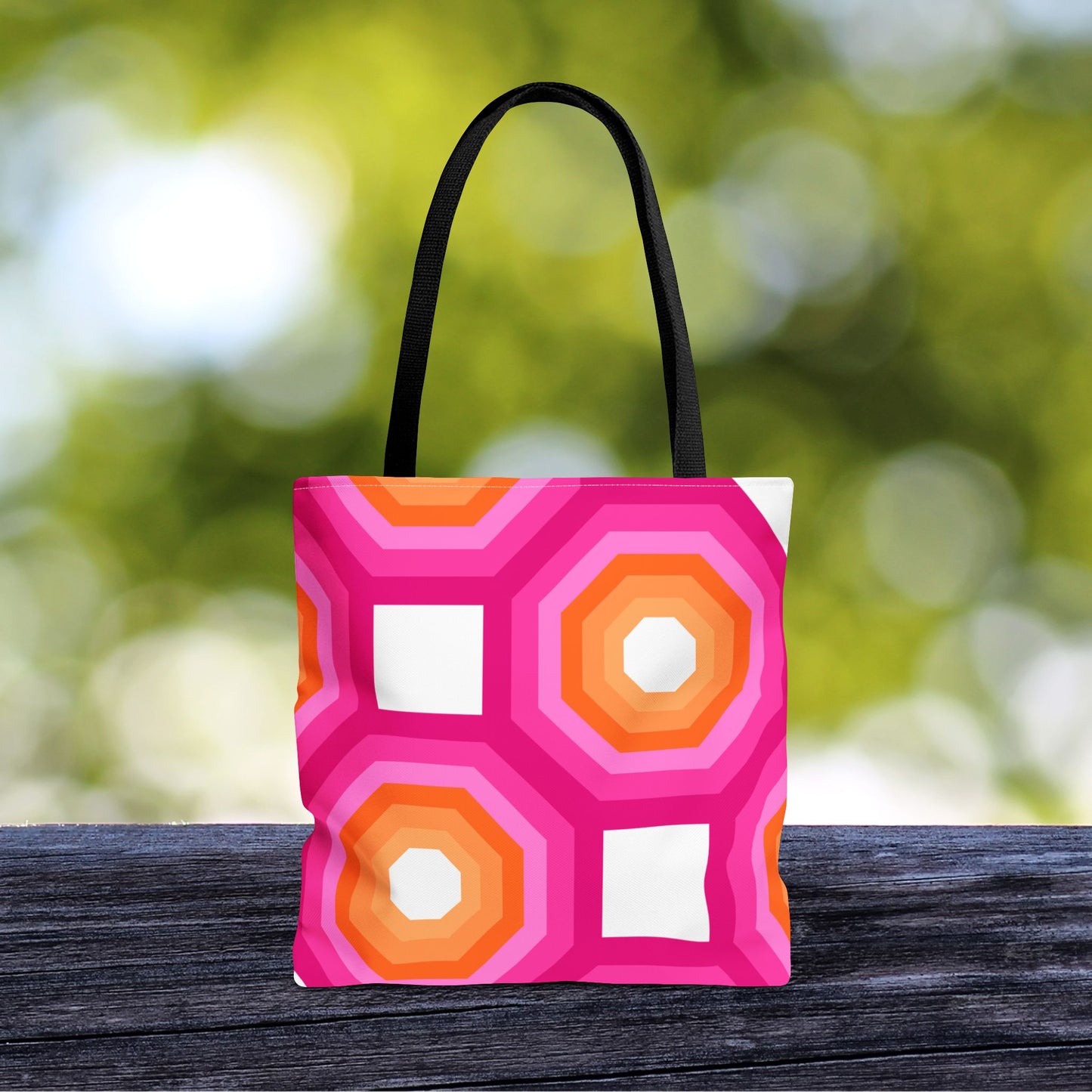 Geometric Art Tote Bag – 3 sizes | Bold lines. Vivid color. Retro with a modern twist.