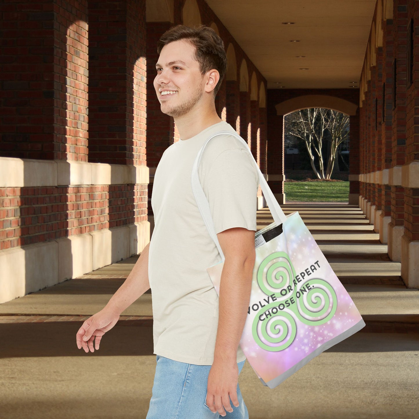 Evolve or Repeat Tote Bag – 3 sizes | Softly Spiritual. Boldly Intentional