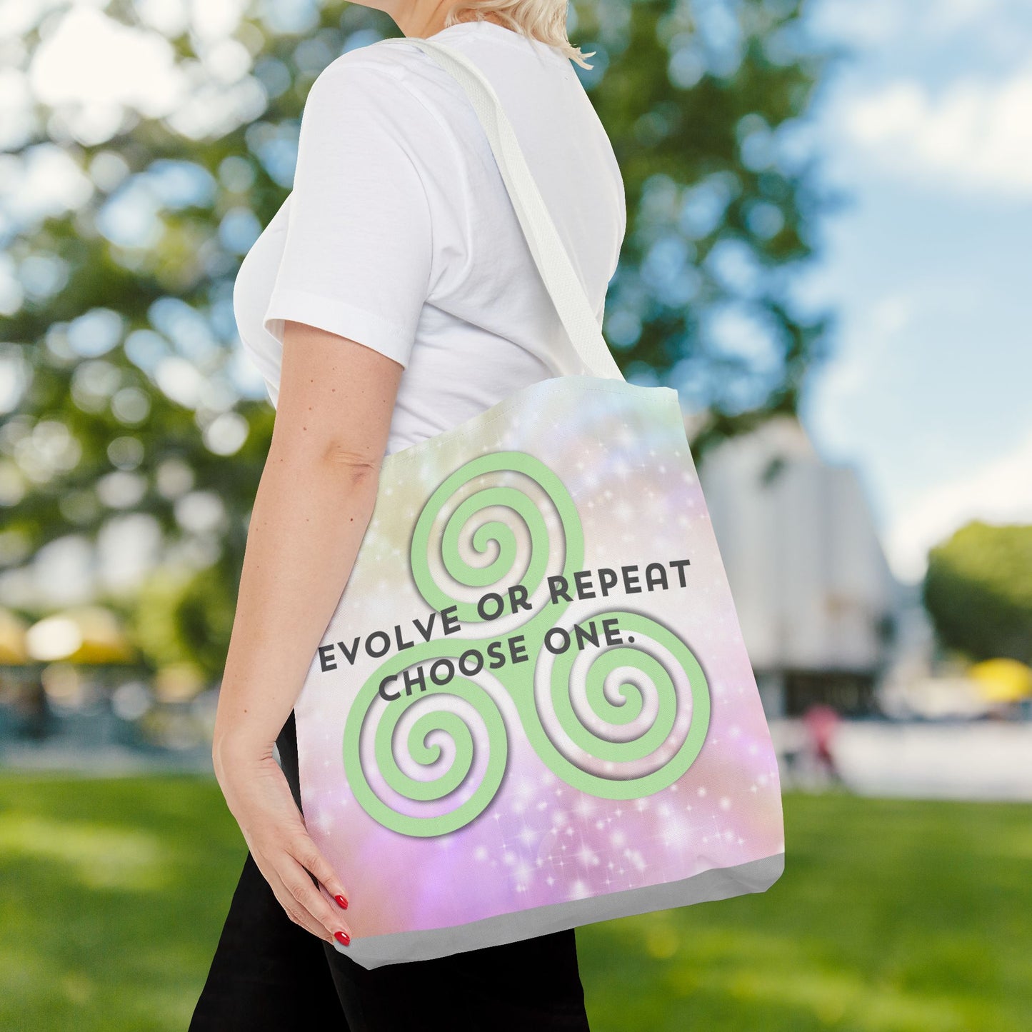 Evolve or Repeat Tote Bag – 3 sizes | Softly Spiritual. Boldly Intentional