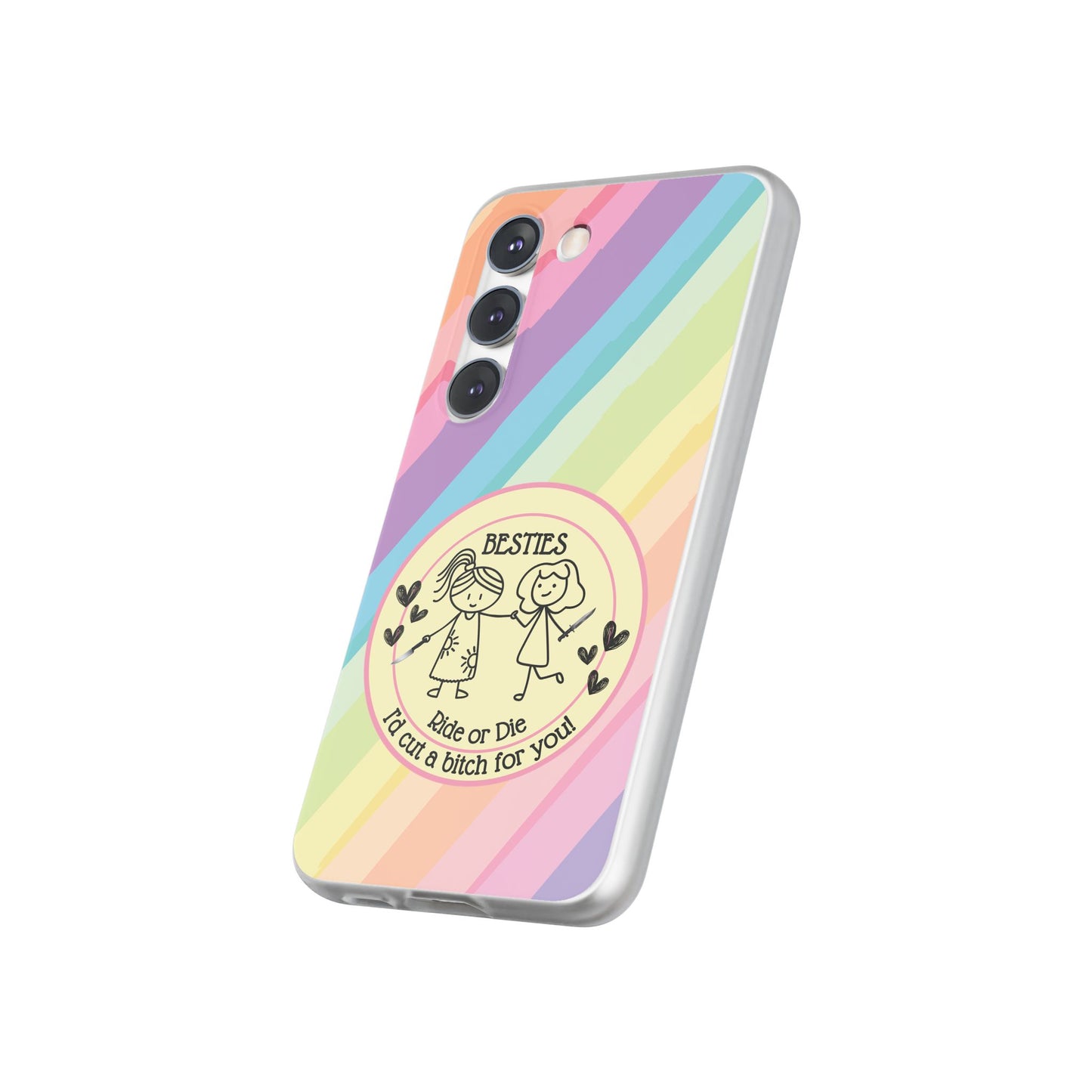 Phone Cases - Pastels Besties Ride or Die | "I'd Cut a Bitch for You"