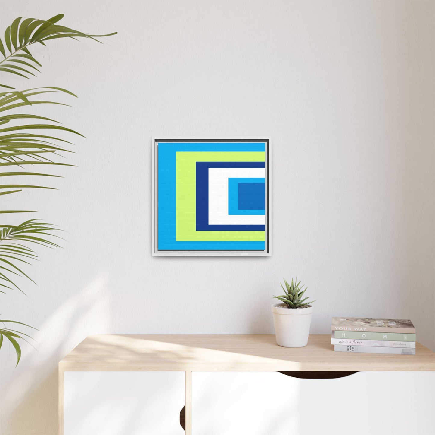 Modern Framed Geometric Canvas Art | Bold Color Meets Clean Framing