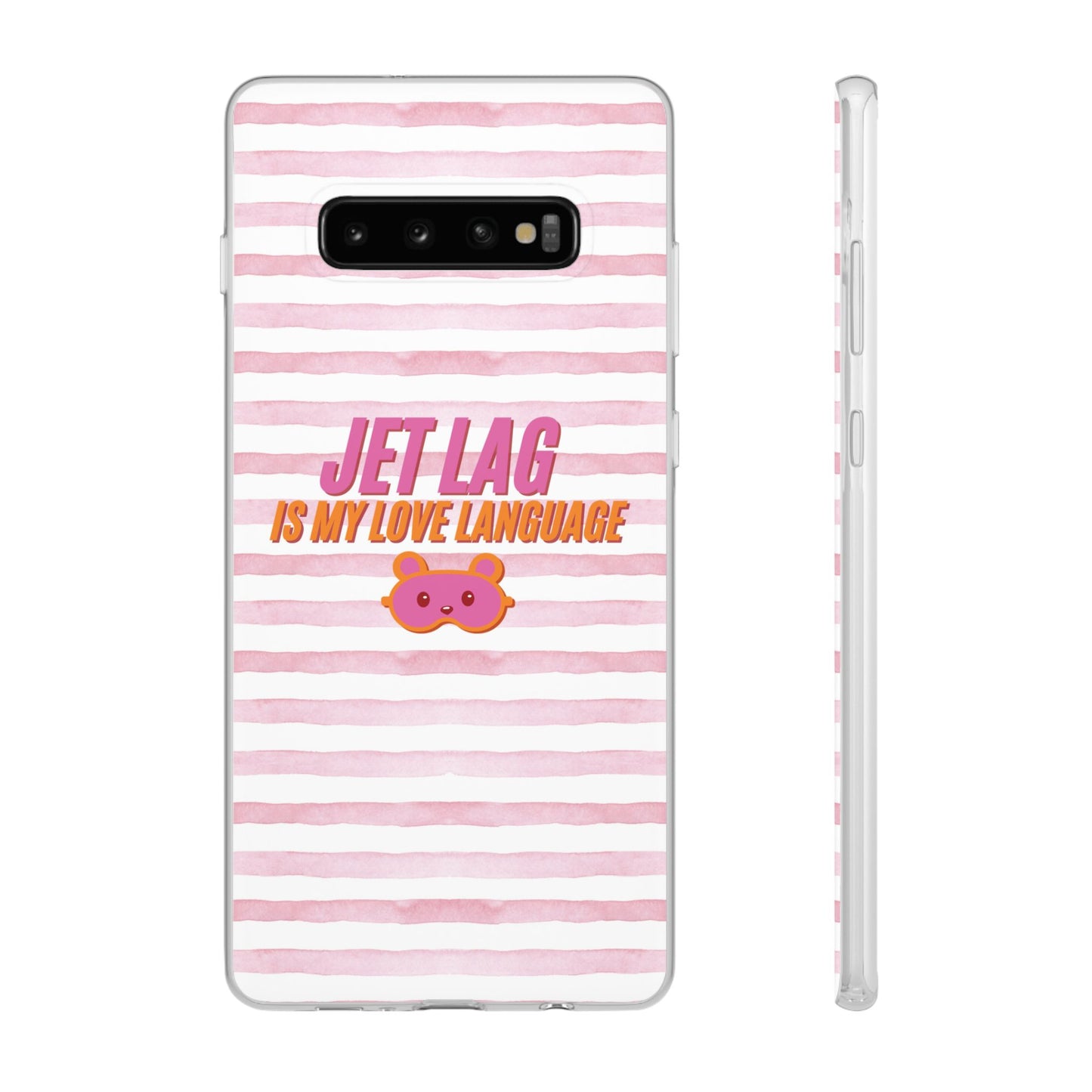 Phone Case - Jetlag is My Love Language Pink Stripe Flexi Case