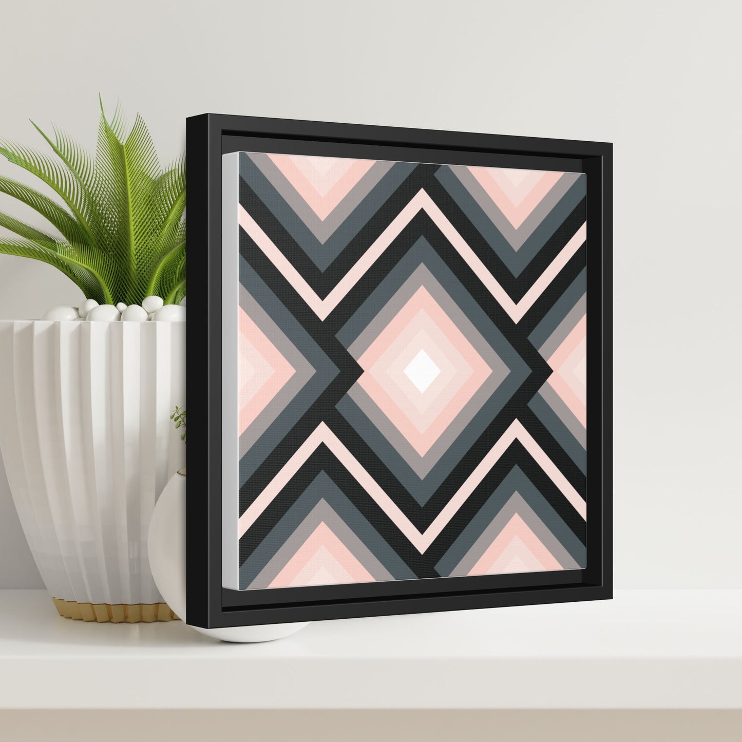 Modern Framed Geometric Canvas Art | Bold Color Meets Clean Framing