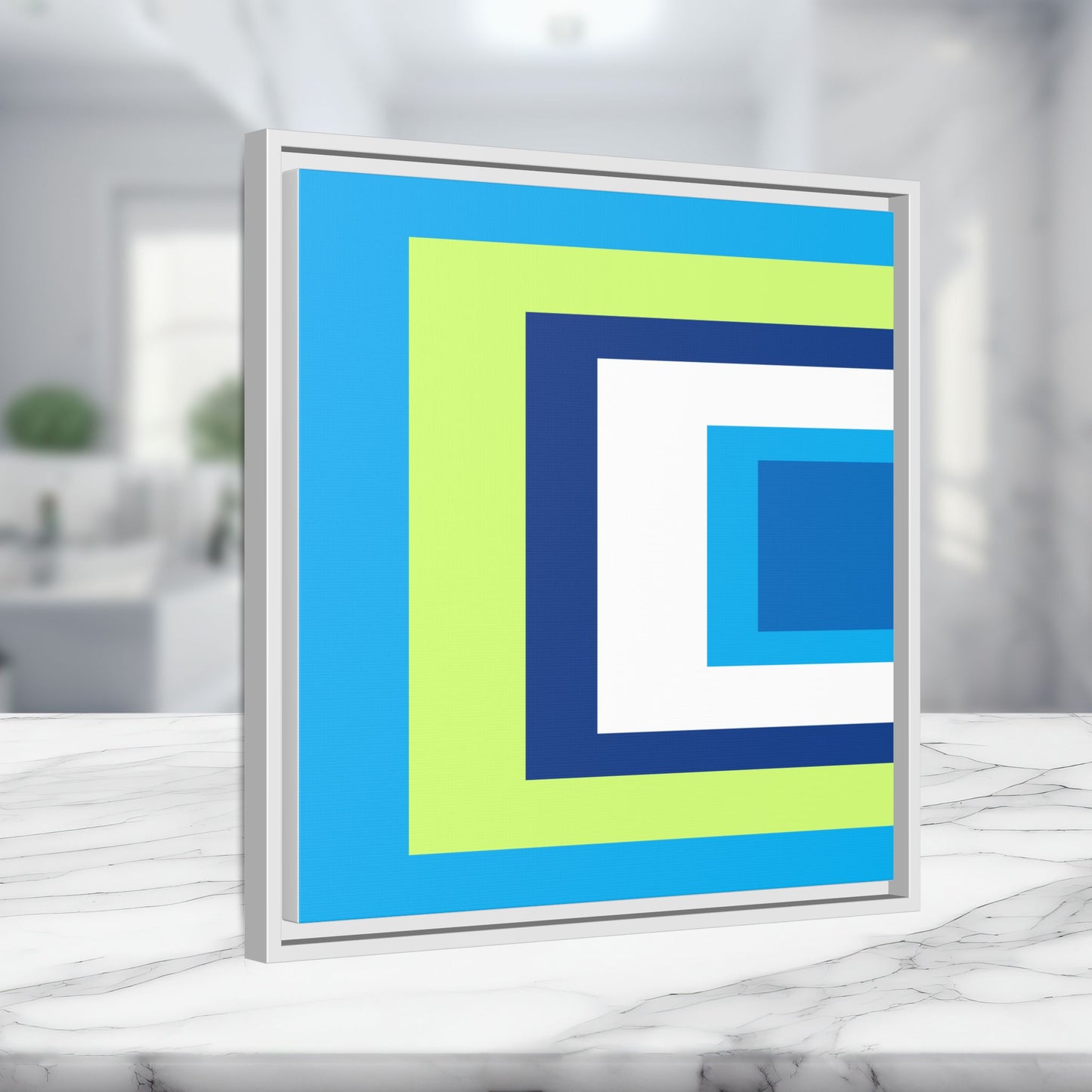Modern Framed Geometric Canvas Art | Bold Color Meets Clean Framing