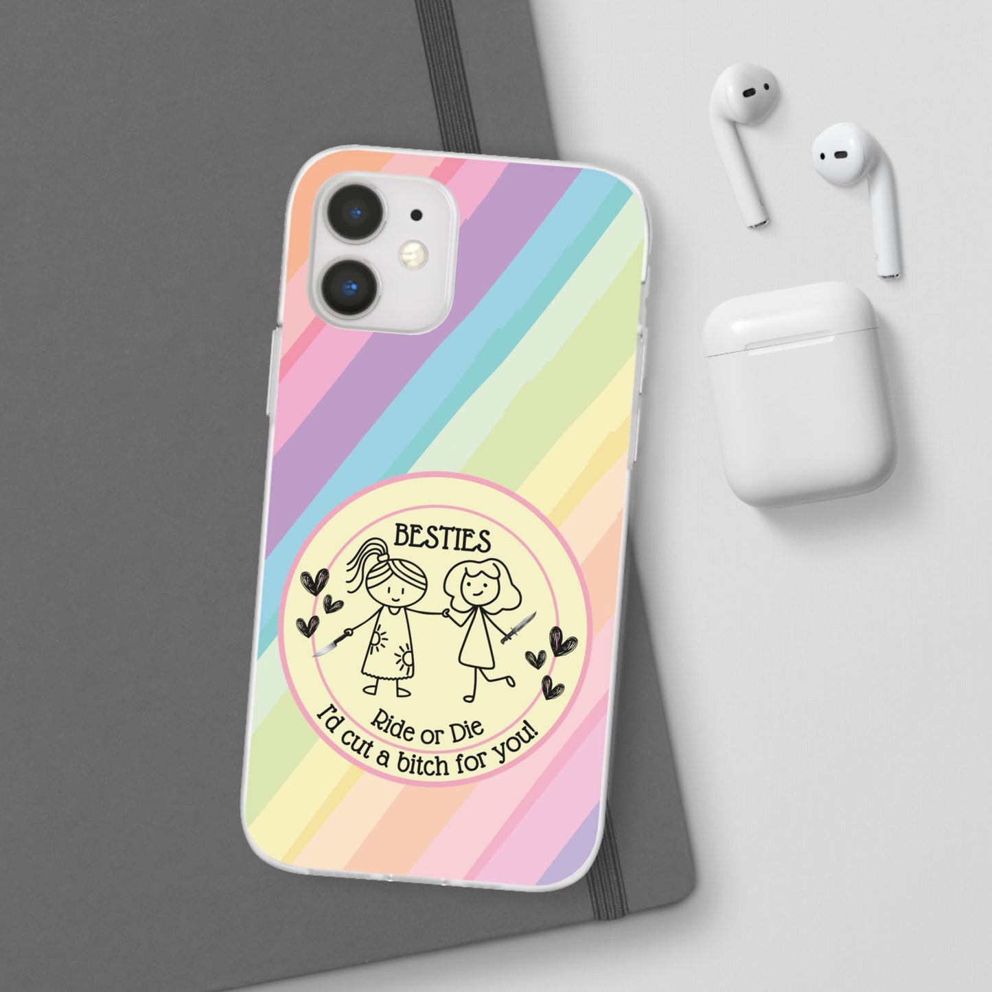 Phone Cases - Pastels Besties Ride or Die | "I'd Cut a Bitch for You"