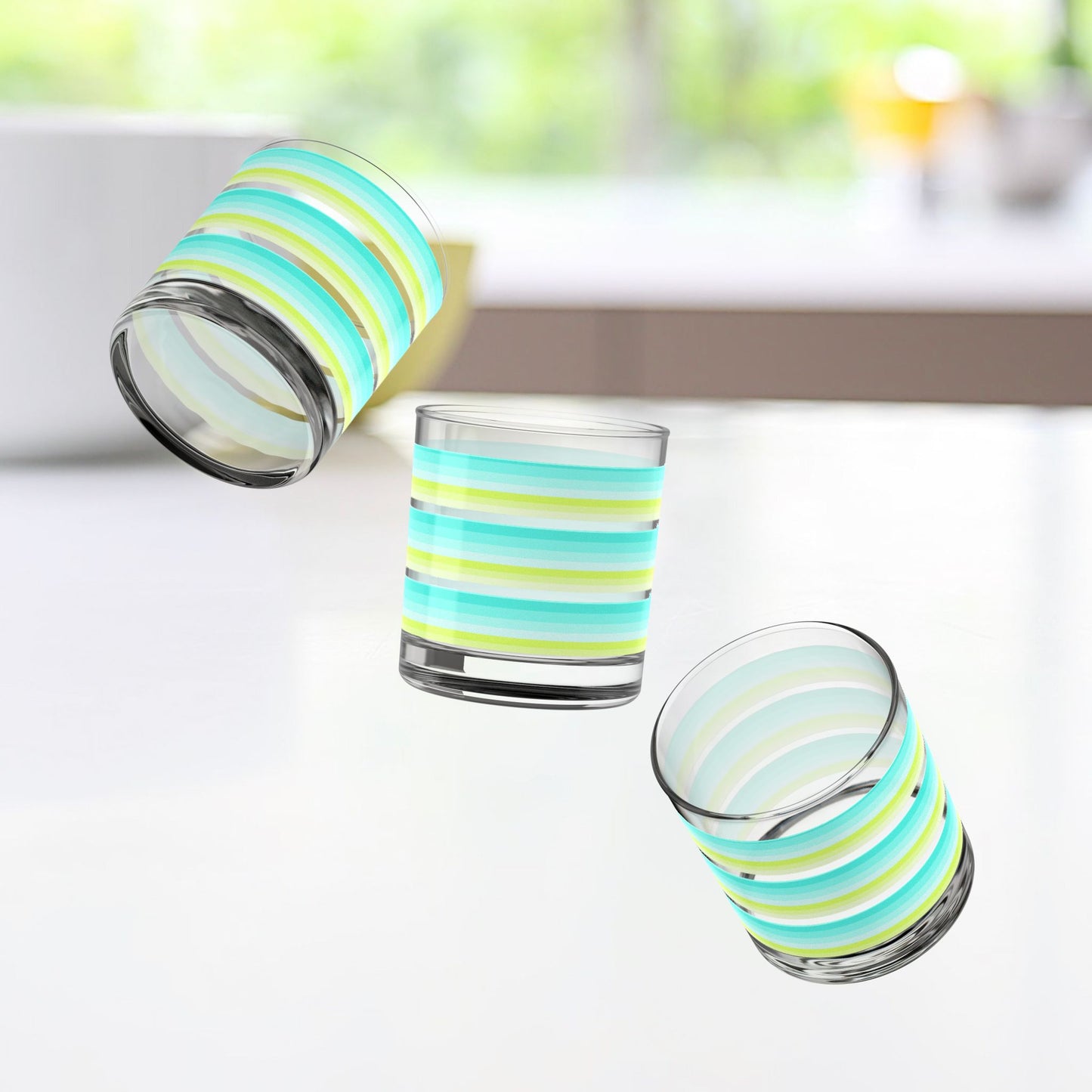 Vibrant Modern Retro Rocks Glass – 10oz